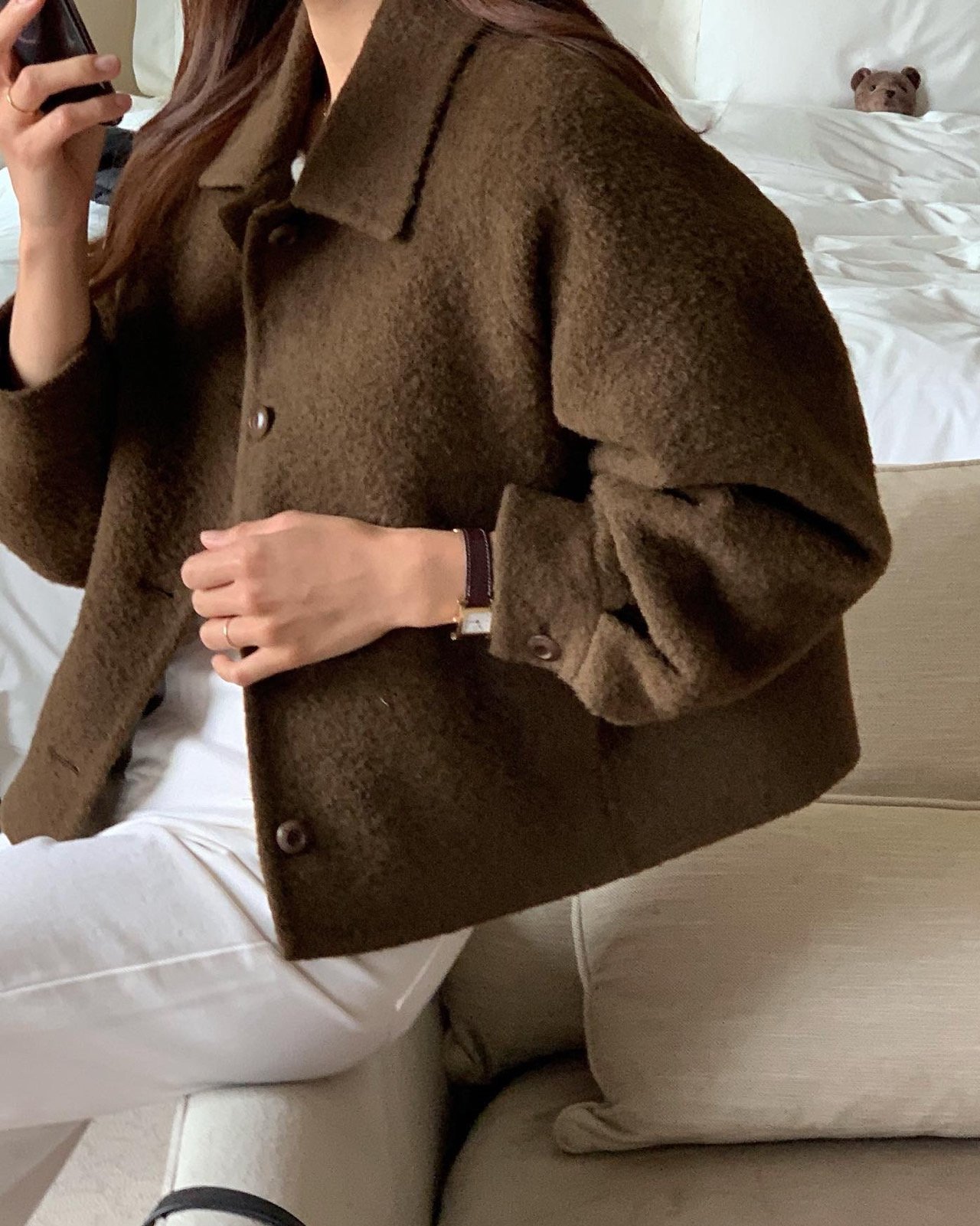 베이비 알파카 핸드메이드 숏 코트 상세 이미지 2