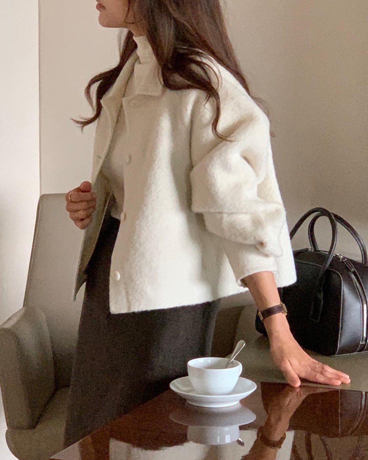 베이비 알파카 핸드메이드 숏 코트 상세 이미지 8