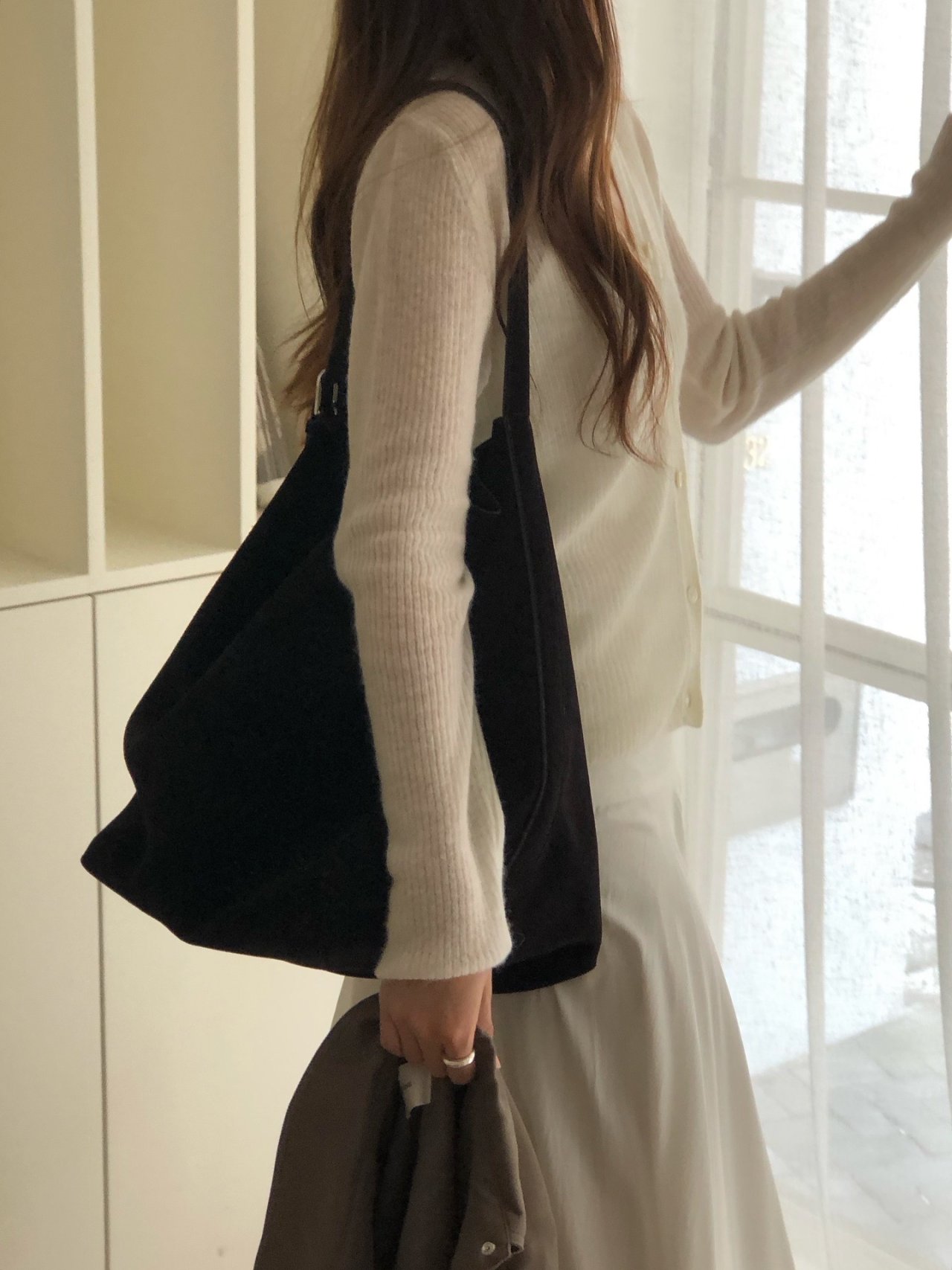 베이비알파카 골지 V넥 가디건 상세 이미지 2