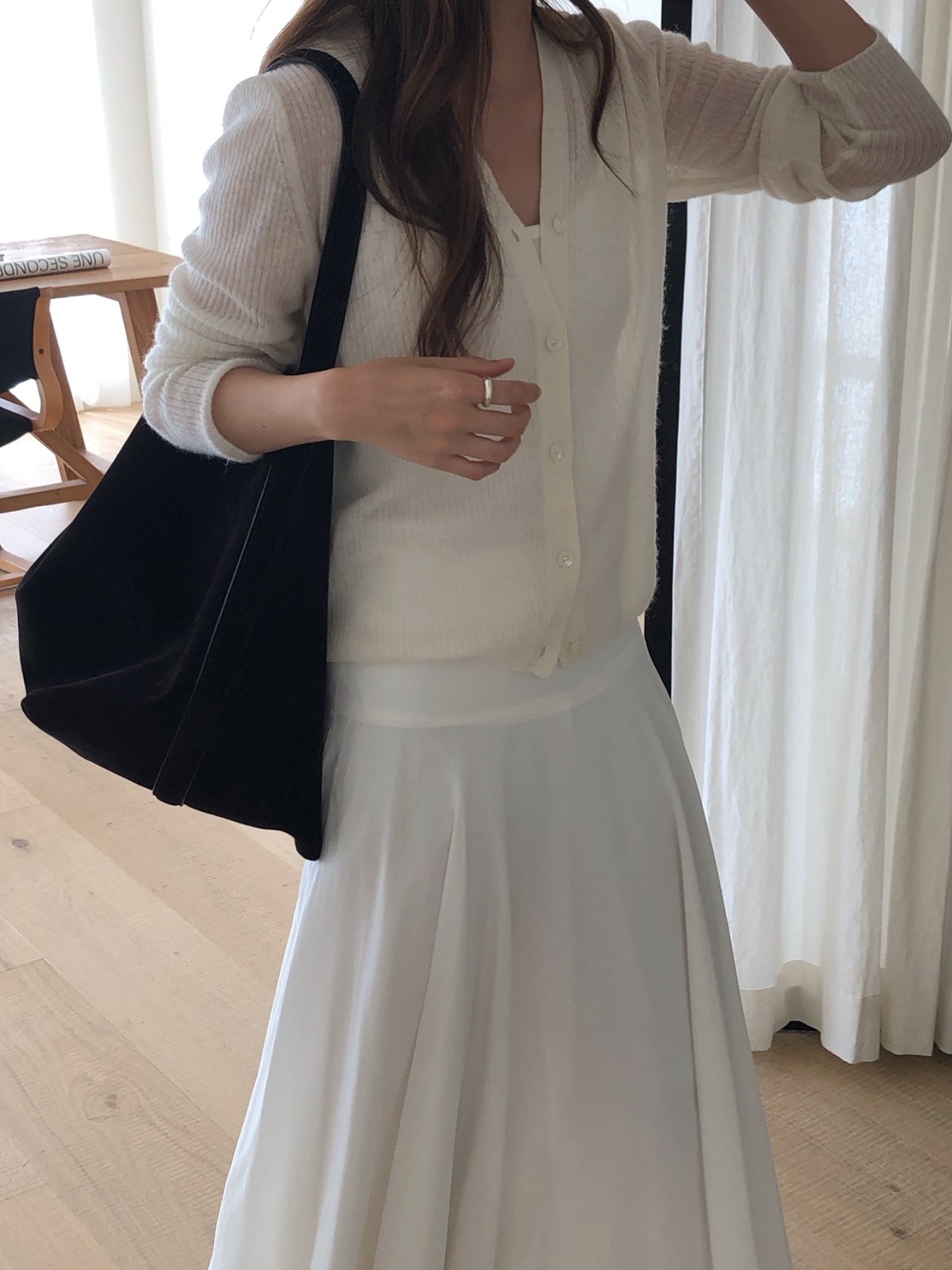 베이비알파카 골지 V넥 가디건 상세 이미지 5
