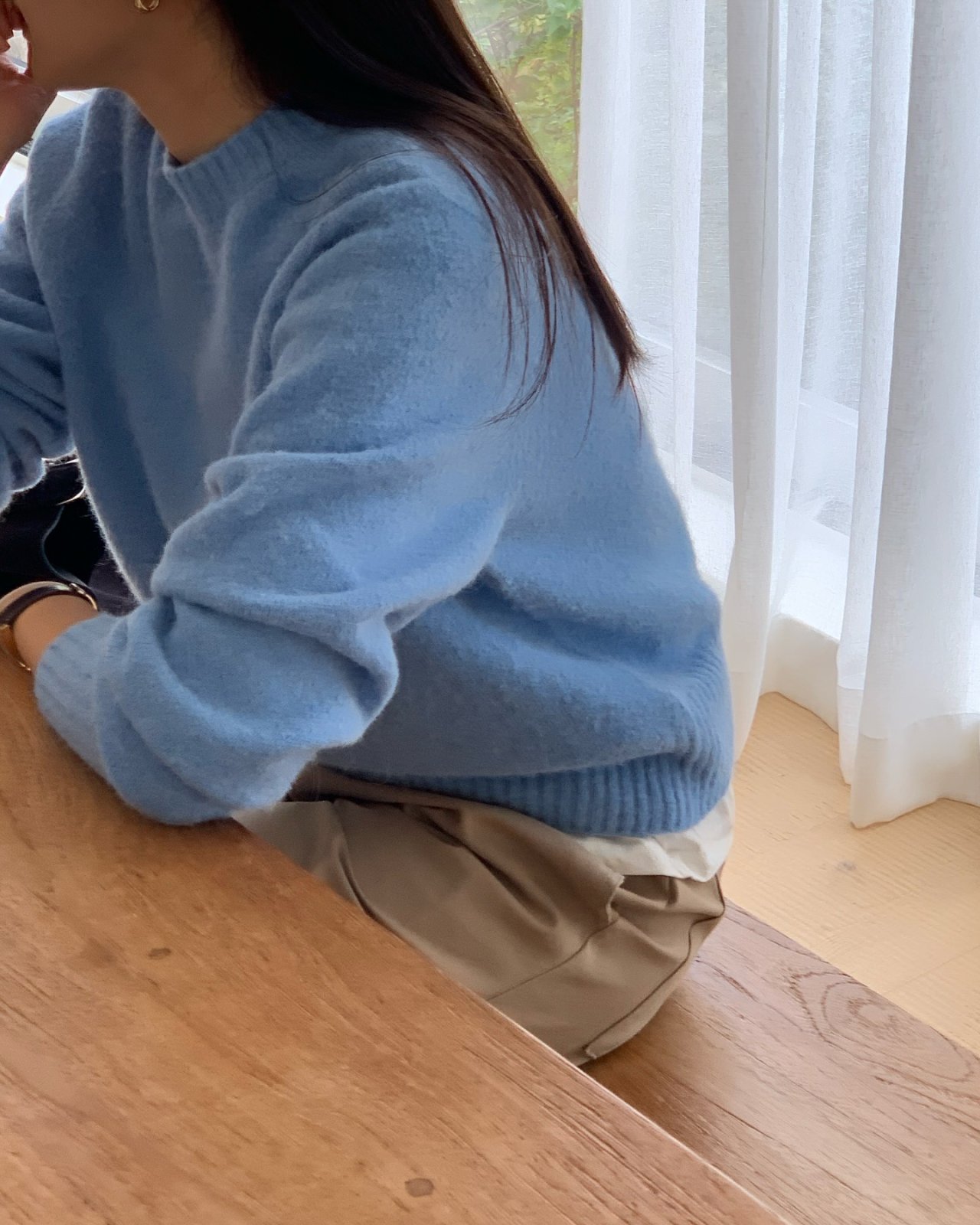 베이비알파카 홀가먼트 라운드 니트 상세 이미지 8