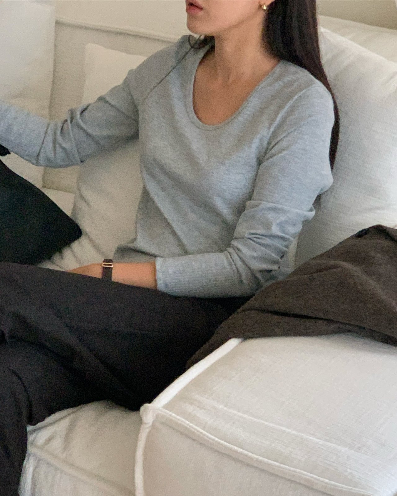 베일리 U넥 골지 티셔츠 상세 이미지 9