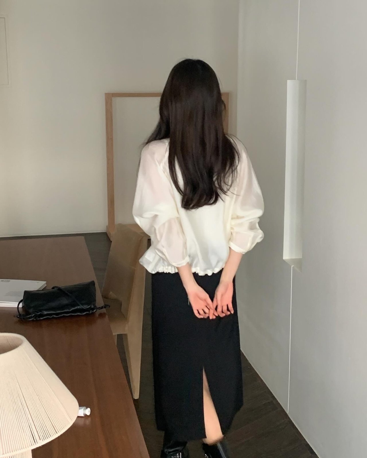 뱀부 H라인 미디 스커트 상세 이미지 2