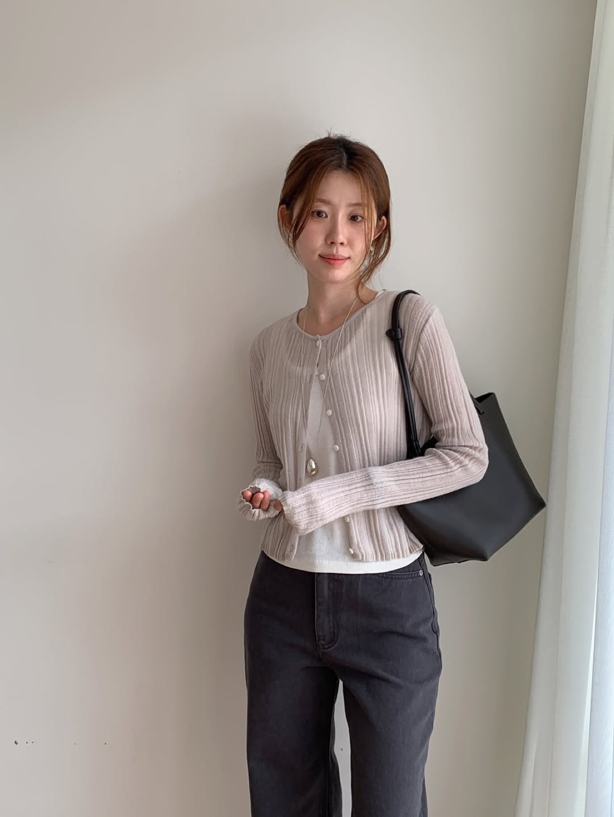 벨라 알파카 라운드 가디건 상세 이미지 1