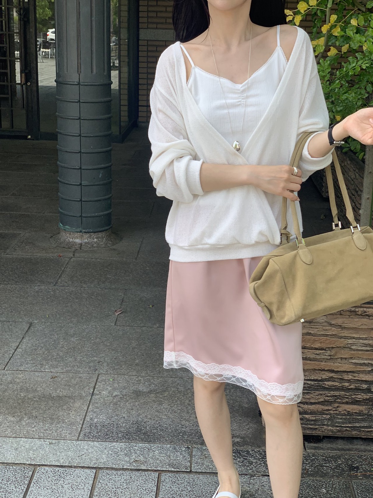 블룸 레이스 미디 밴딩 스커트 상세 이미지 2