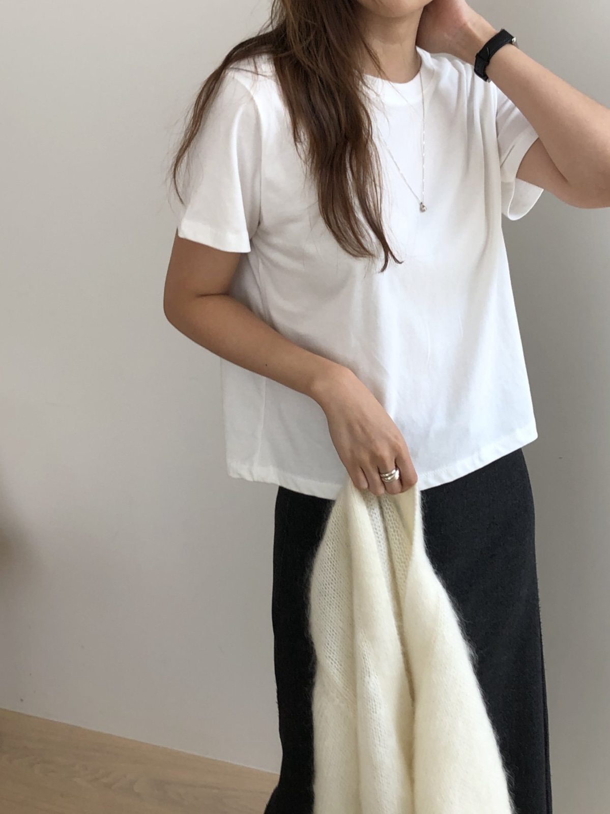 브러쉬 코튼 크롭 티 상세 이미지 3