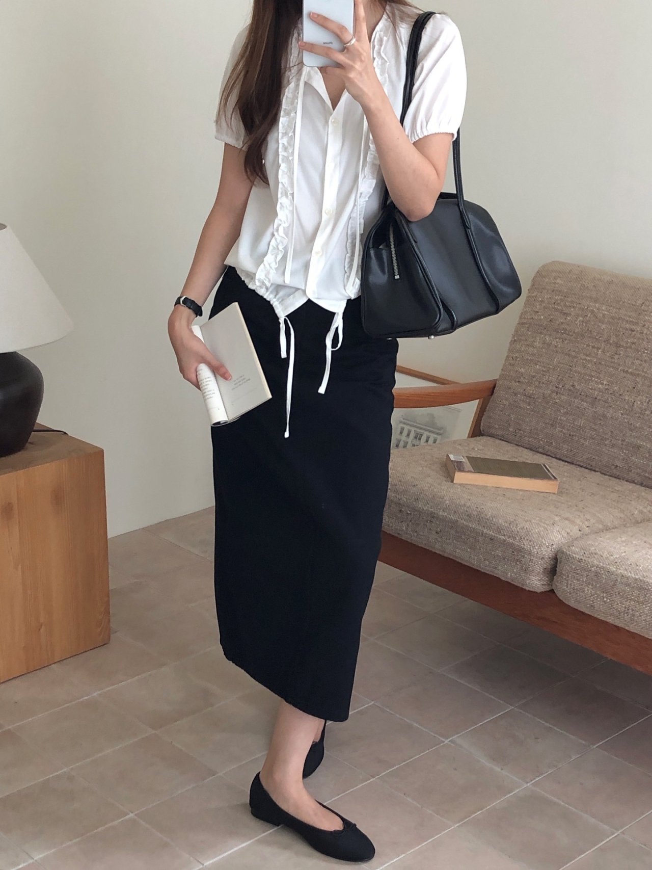불리 콘 다잉 데님스커트 착용 컷