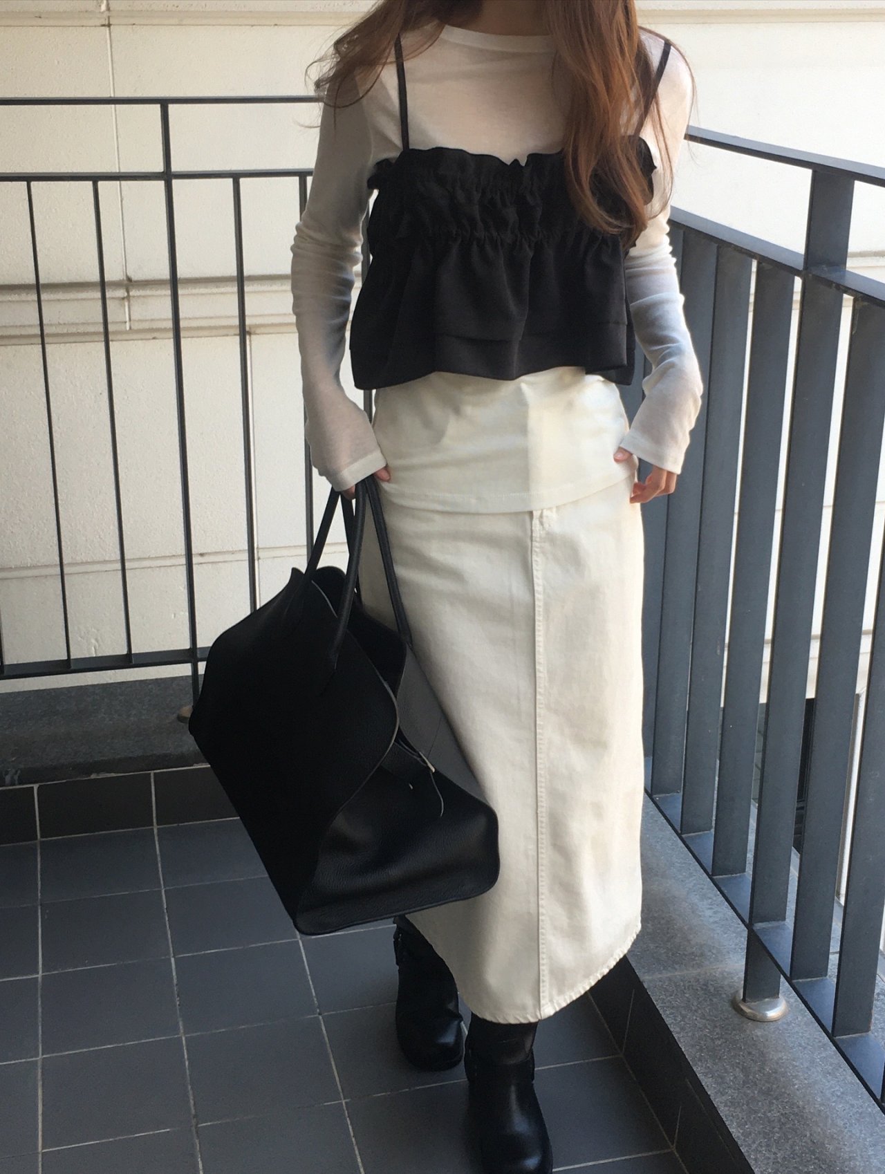 불리 콘 다잉 데님스커트 상세 이미지 9