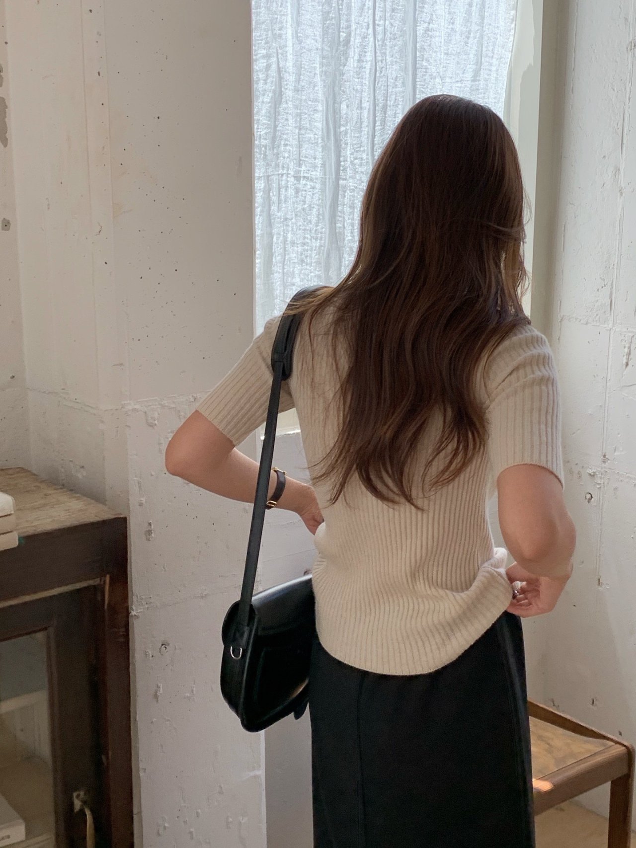 캐시미어 모크넥 반팔 니트 상세 이미지 4
