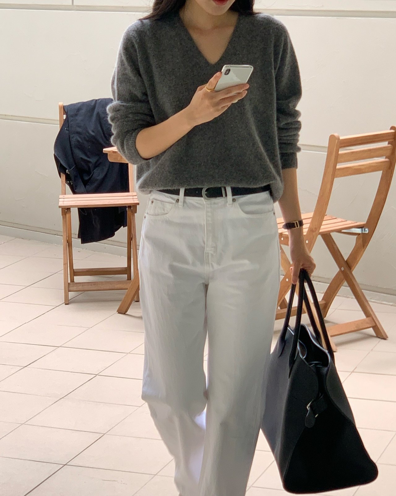 콘밀 레귤러 화이트 데님 상세 이미지 8