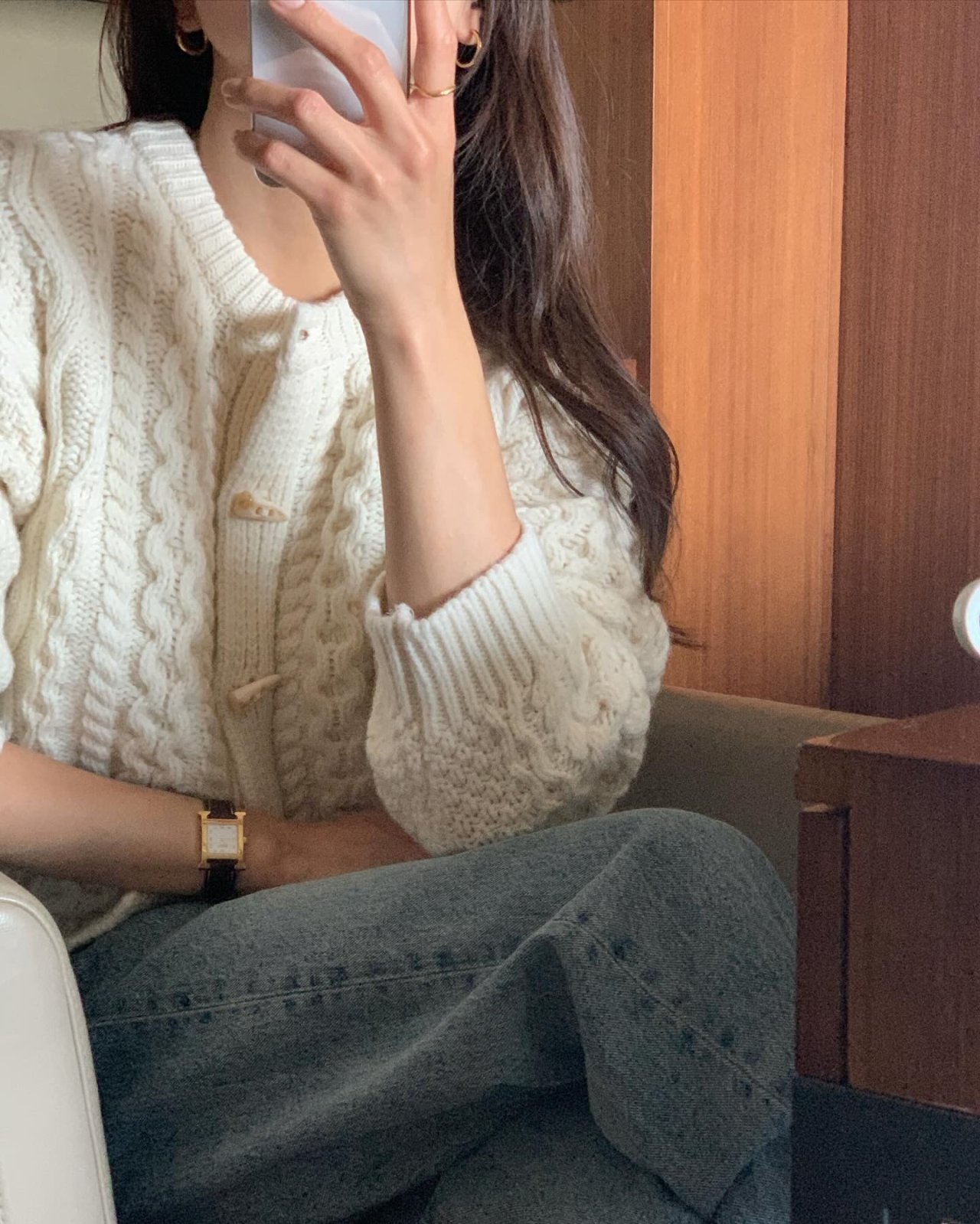 제나 더플 울 케이블 가디건 상세 이미지 3