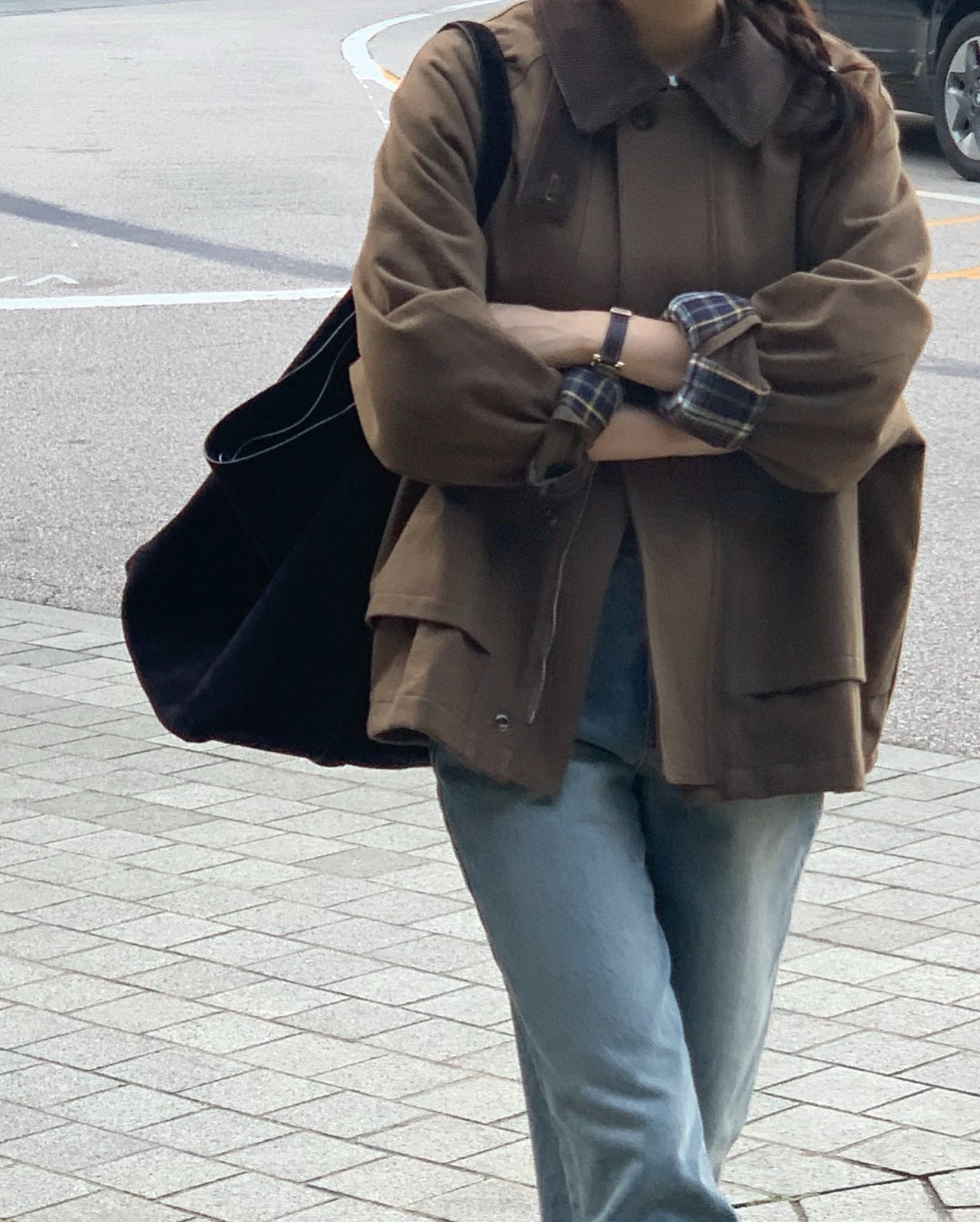 던스 체크배색 하프 야상패딩 상세 이미지 3