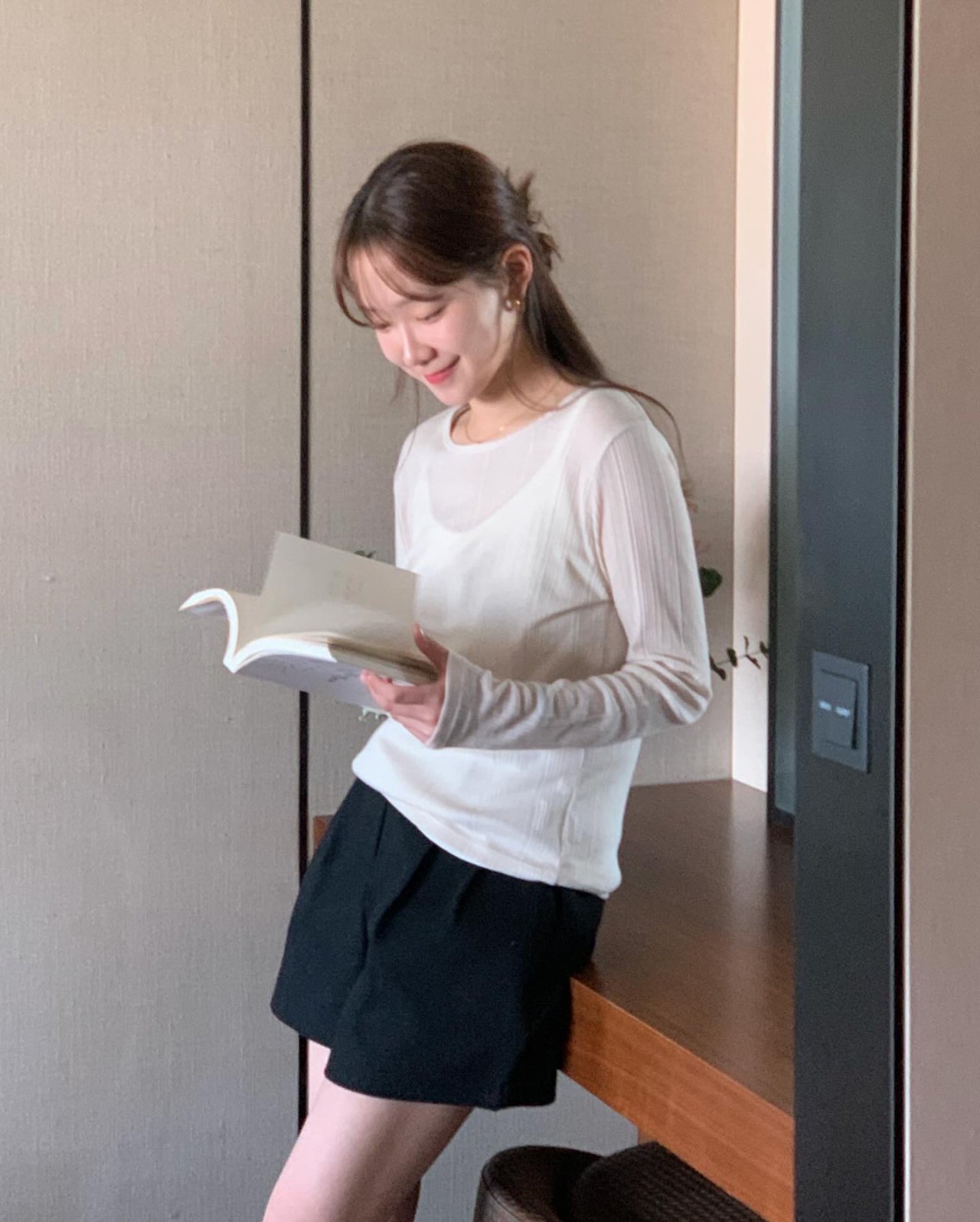이지 골지 긴팔 티셔츠 상세 이미지 3