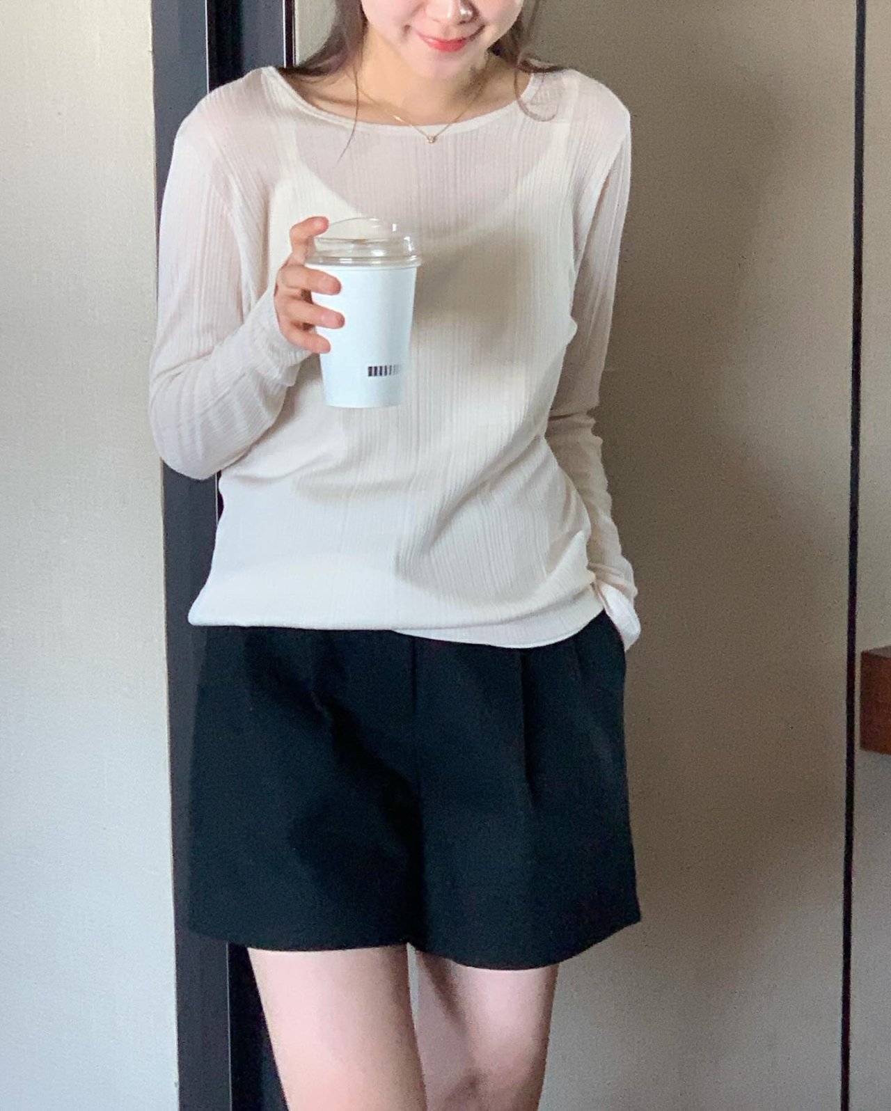 이지 골지 긴팔 티셔츠 상세 이미지 4