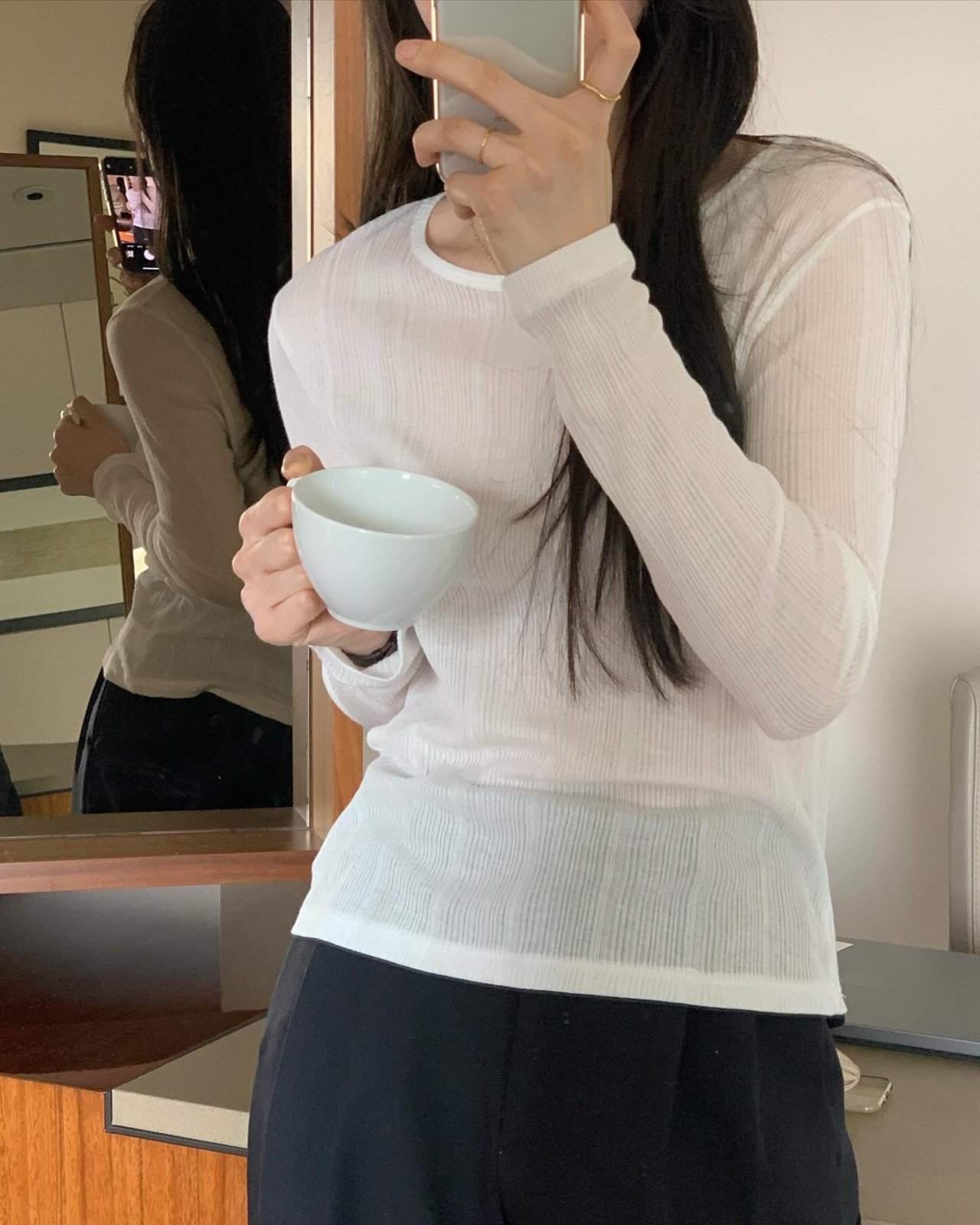 이지 골지 긴팔 티셔츠 상세 이미지 8