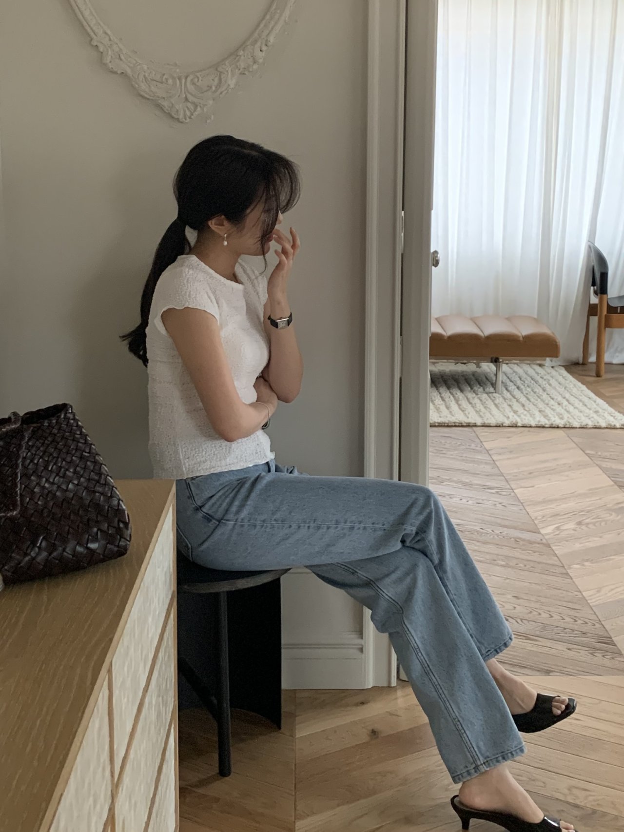 에그 링클 프릴 반팔 티셔츠 상세 이미지 2