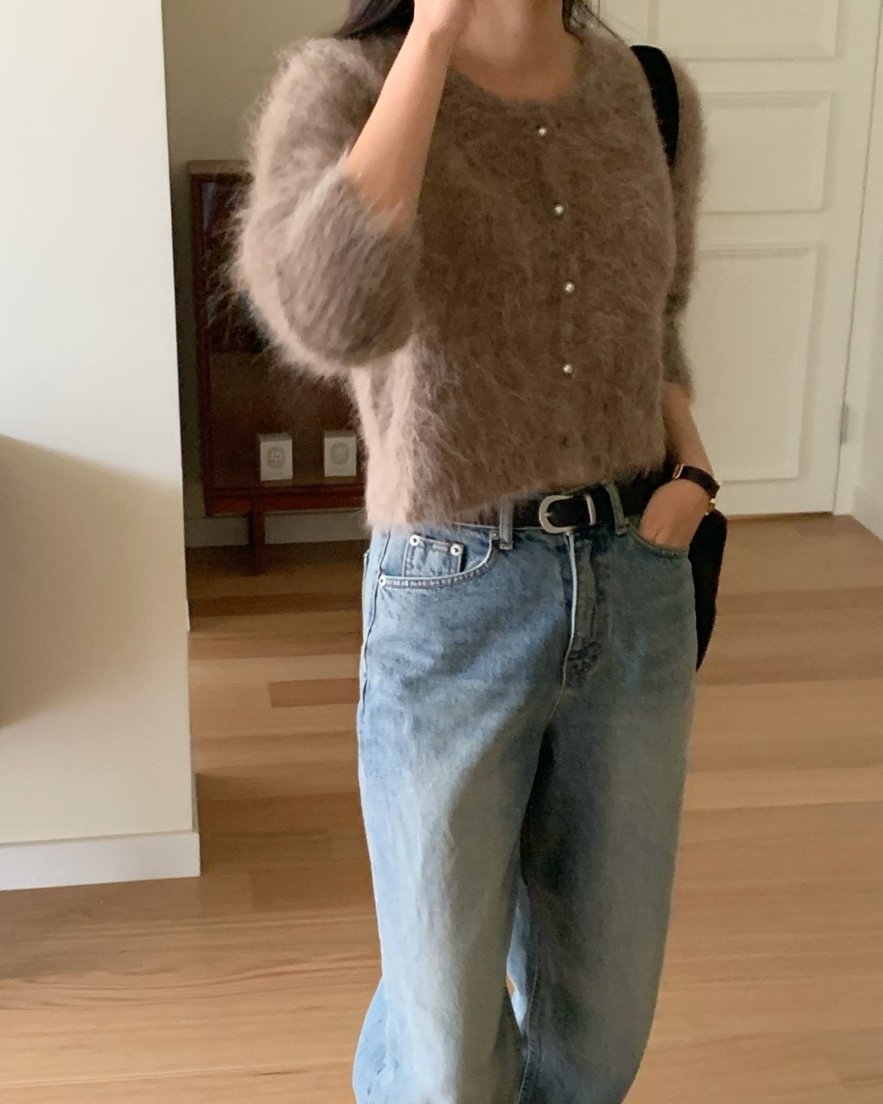 에리나 알파카 라운드 가디건 상세 이미지 8