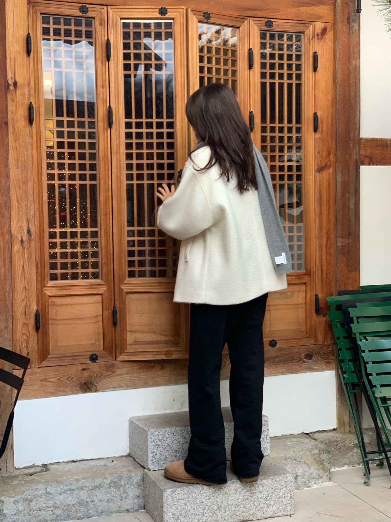 이브 울 하이넥 더플 하프코트 상세 이미지 5