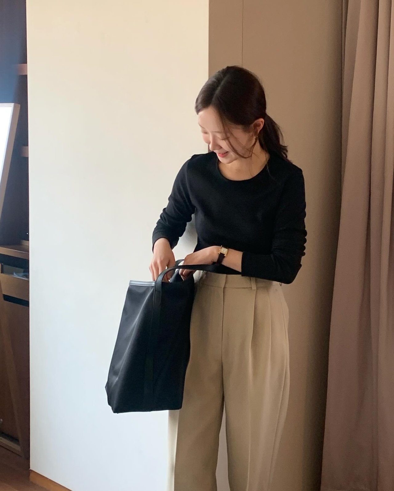 플랫 골지 긴팔 티셔츠 상세 이미지 9