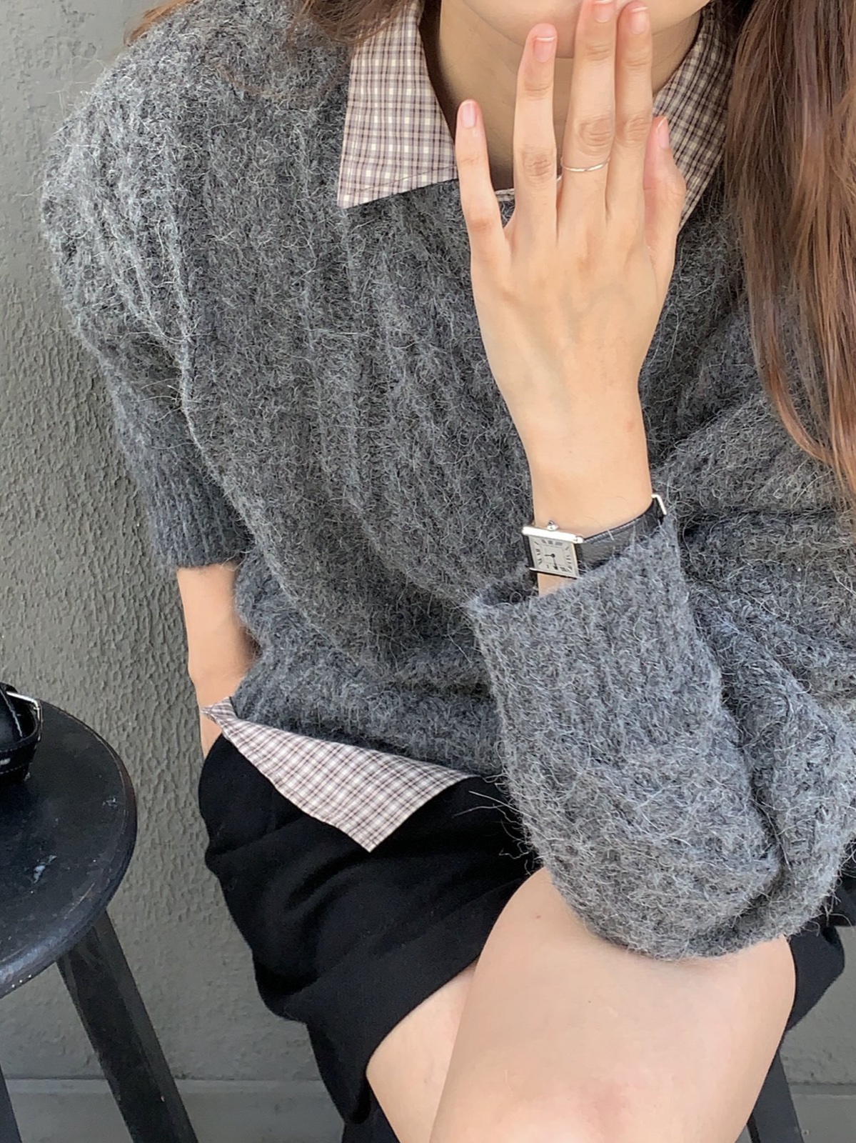 프렌치 알파카 케이블 라운드 니트 상세 이미지 5