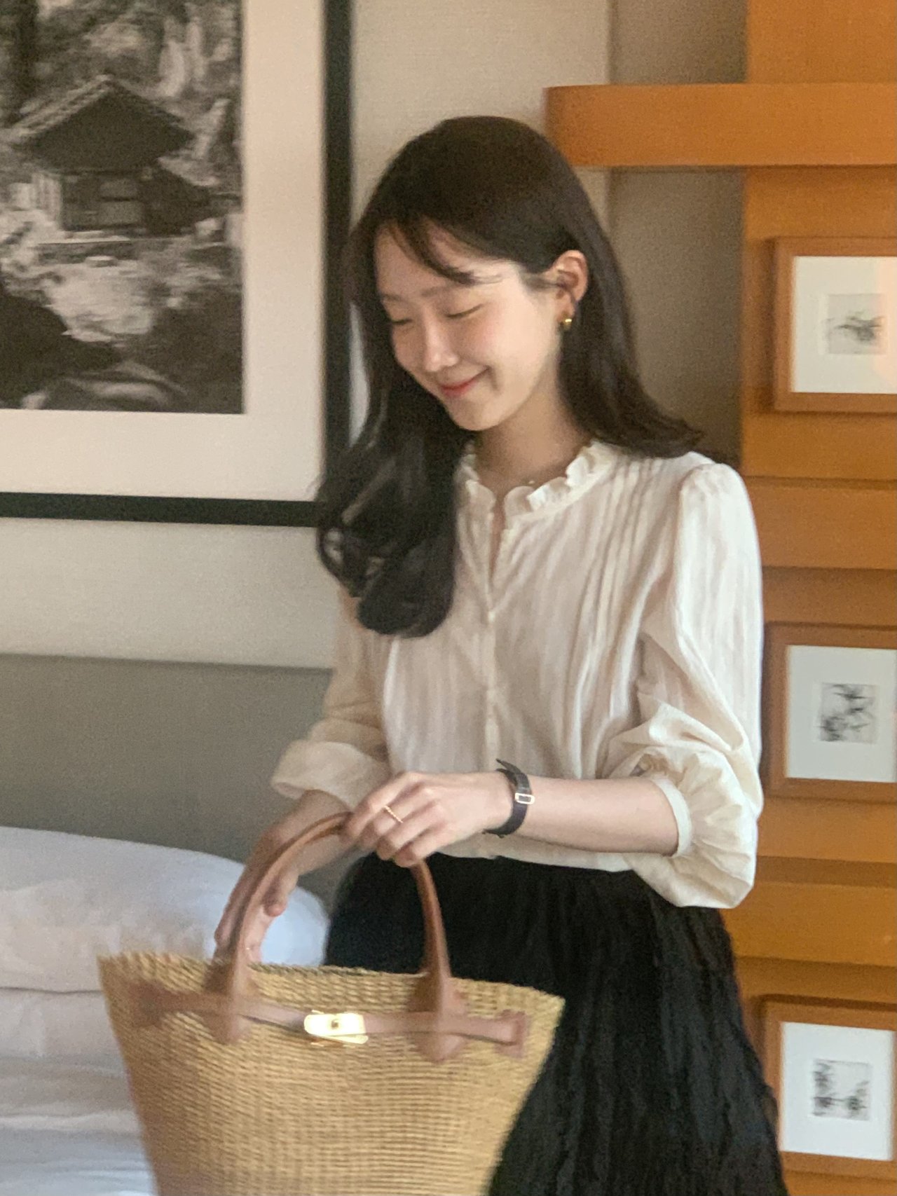 프리아 셔링 A라인 밴딩 숏 스커트 상세 이미지 3