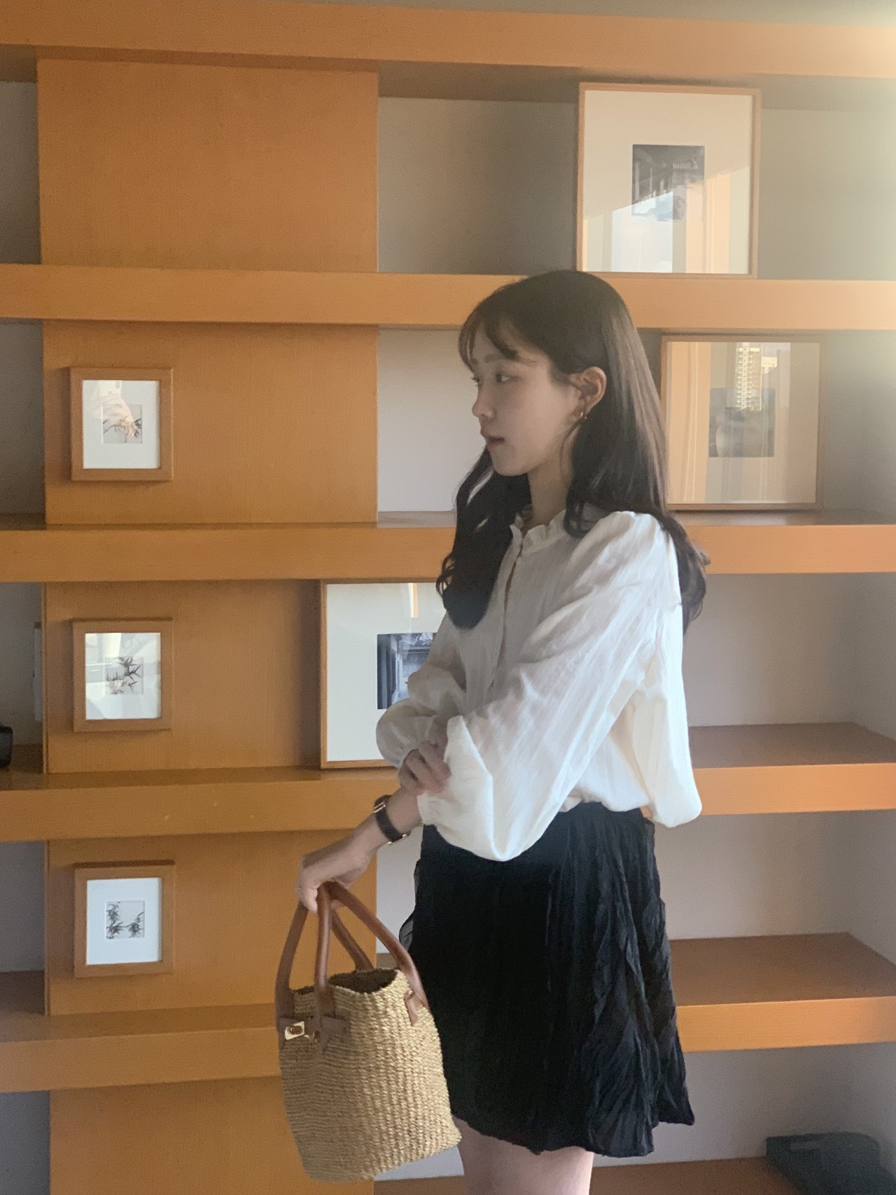 프리아 셔링 A라인 밴딩 숏 스커트 상세 이미지 4