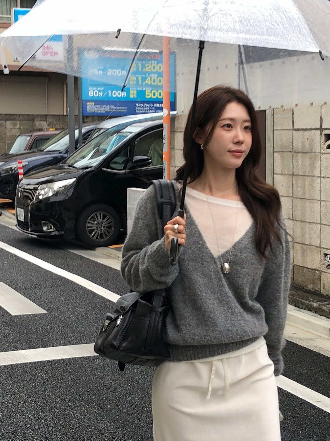 지젤 알파카 딥 V넥 니트 상세 이미지 6