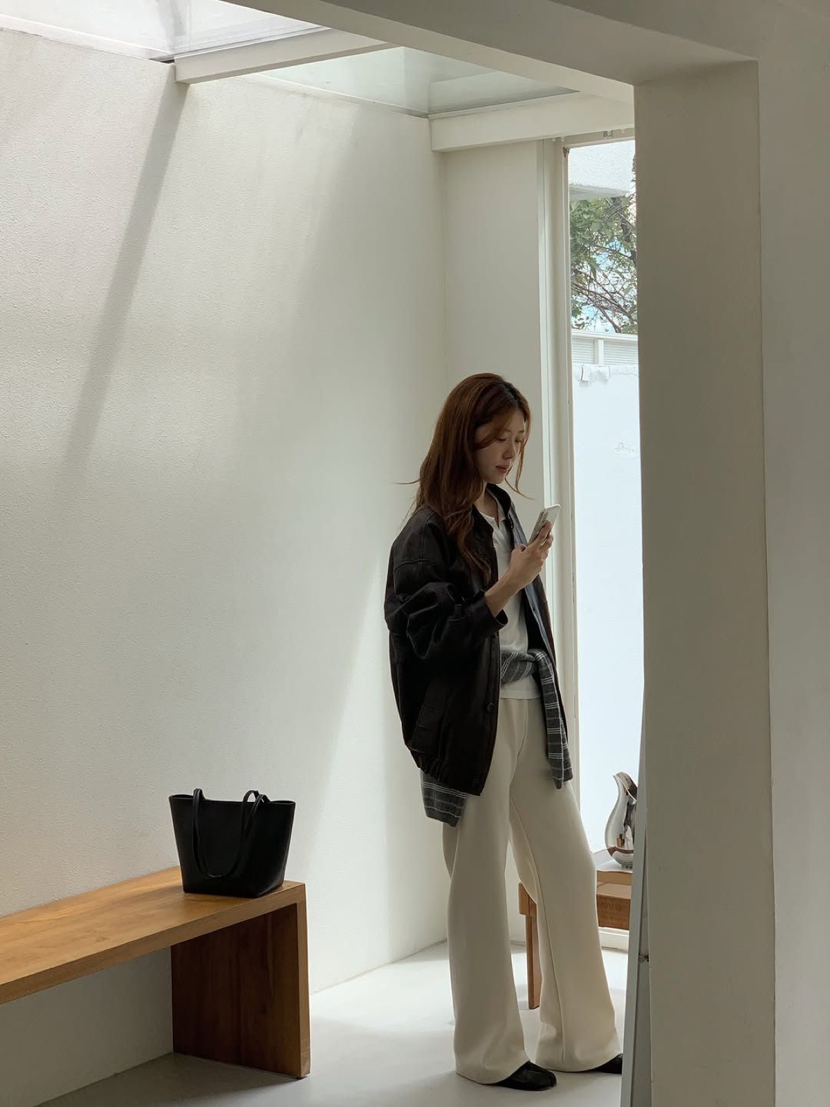 헤일 램스킨 레더 블루종 상세 이미지 11