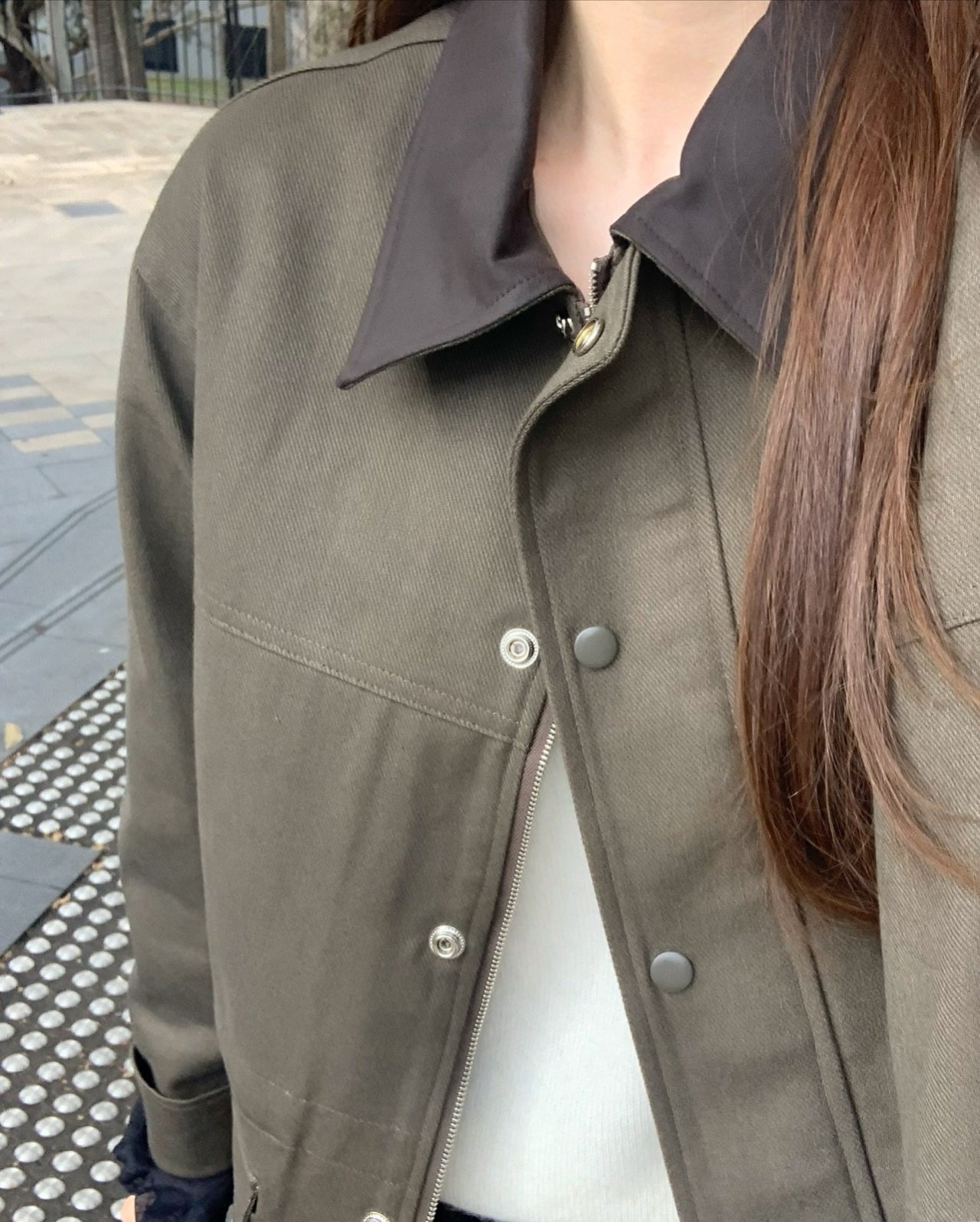 하버 배색 코튼 야상