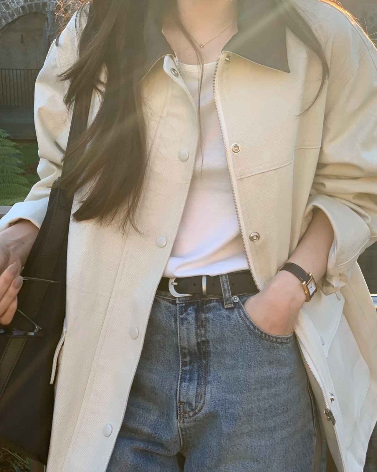 하버 배색 코튼 야상 상세 이미지 7