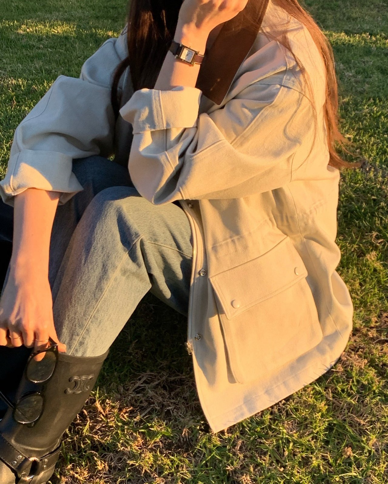 하버 배색 코튼 야상 상세 이미지 8