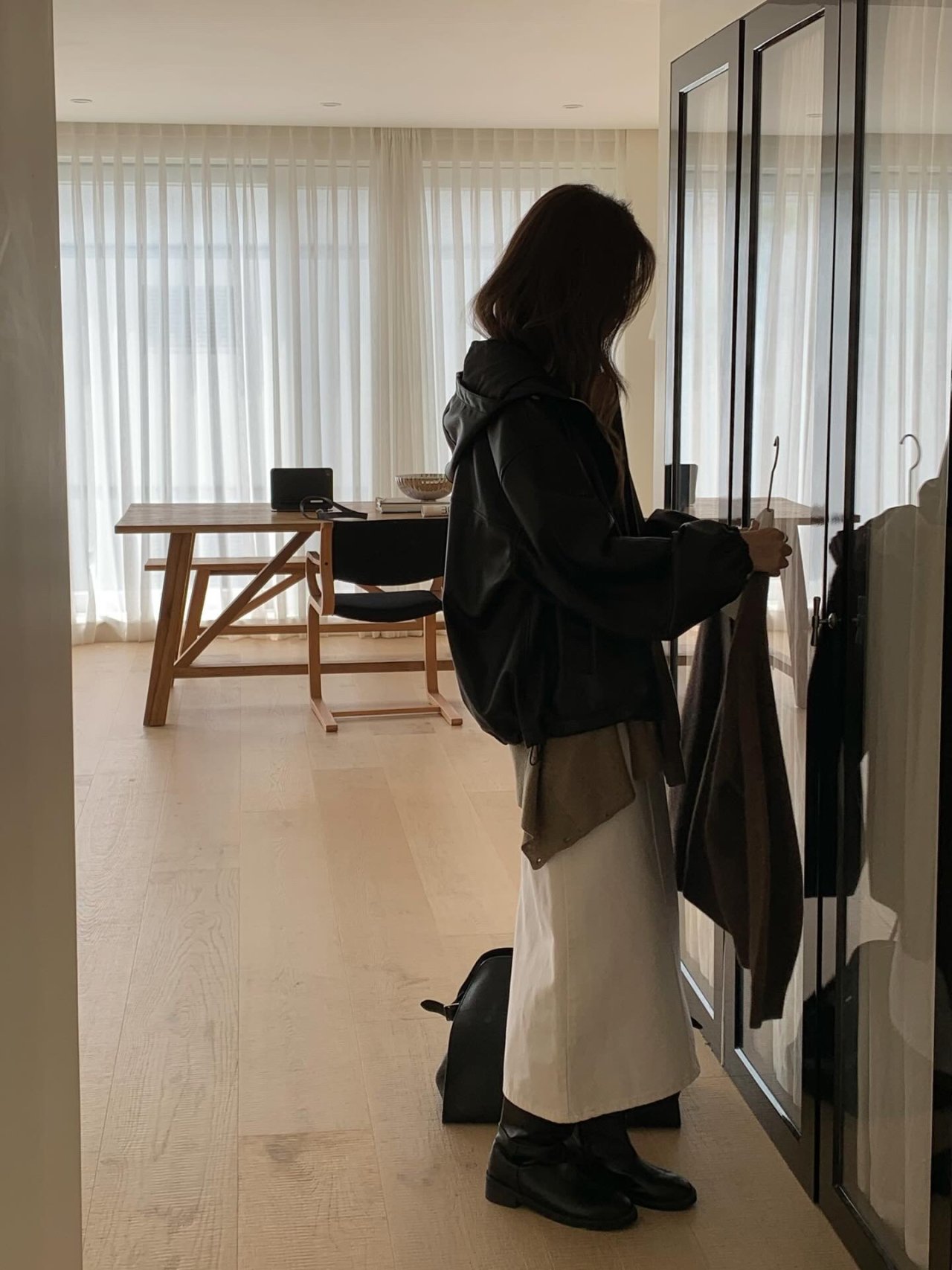 하이드 비건레더 후드 블루종 상세 이미지 3