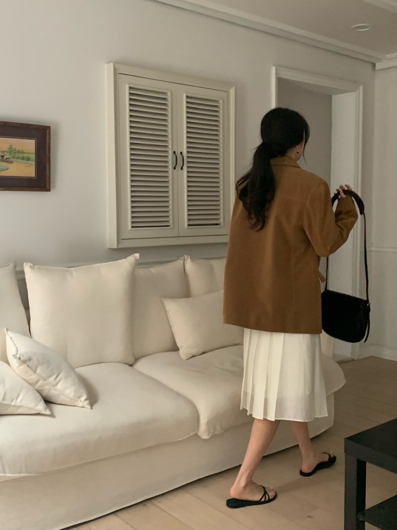 이엘 A라인 플리츠 미디 스커트 상세 이미지 6