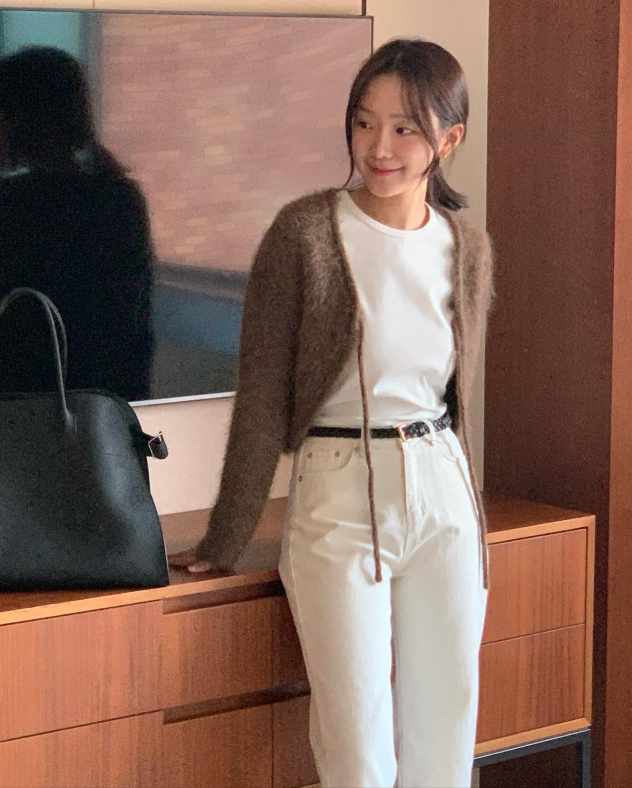 레이지 알파카 볼레로 가디건 착용 컷