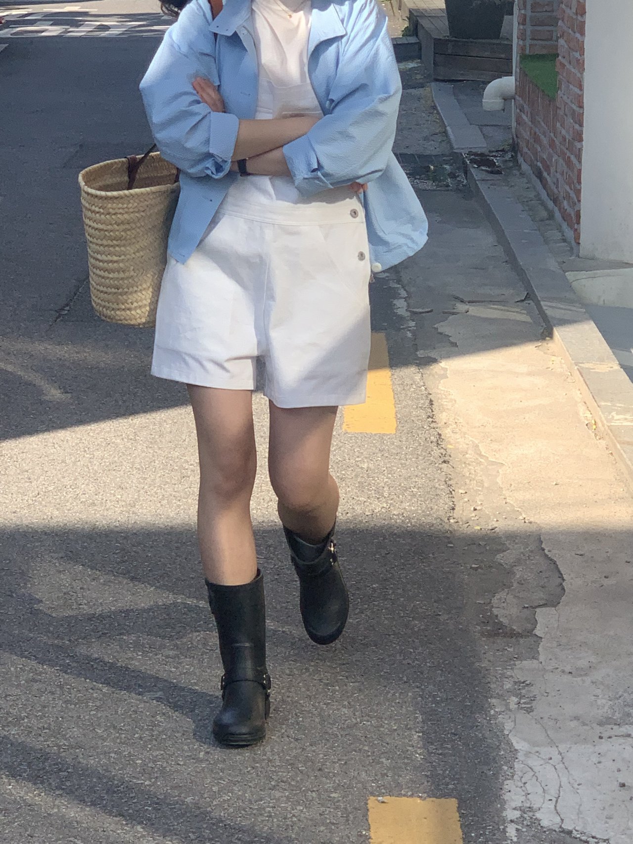 르네 시어서커 하이넥 블루종 상세 이미지 2
