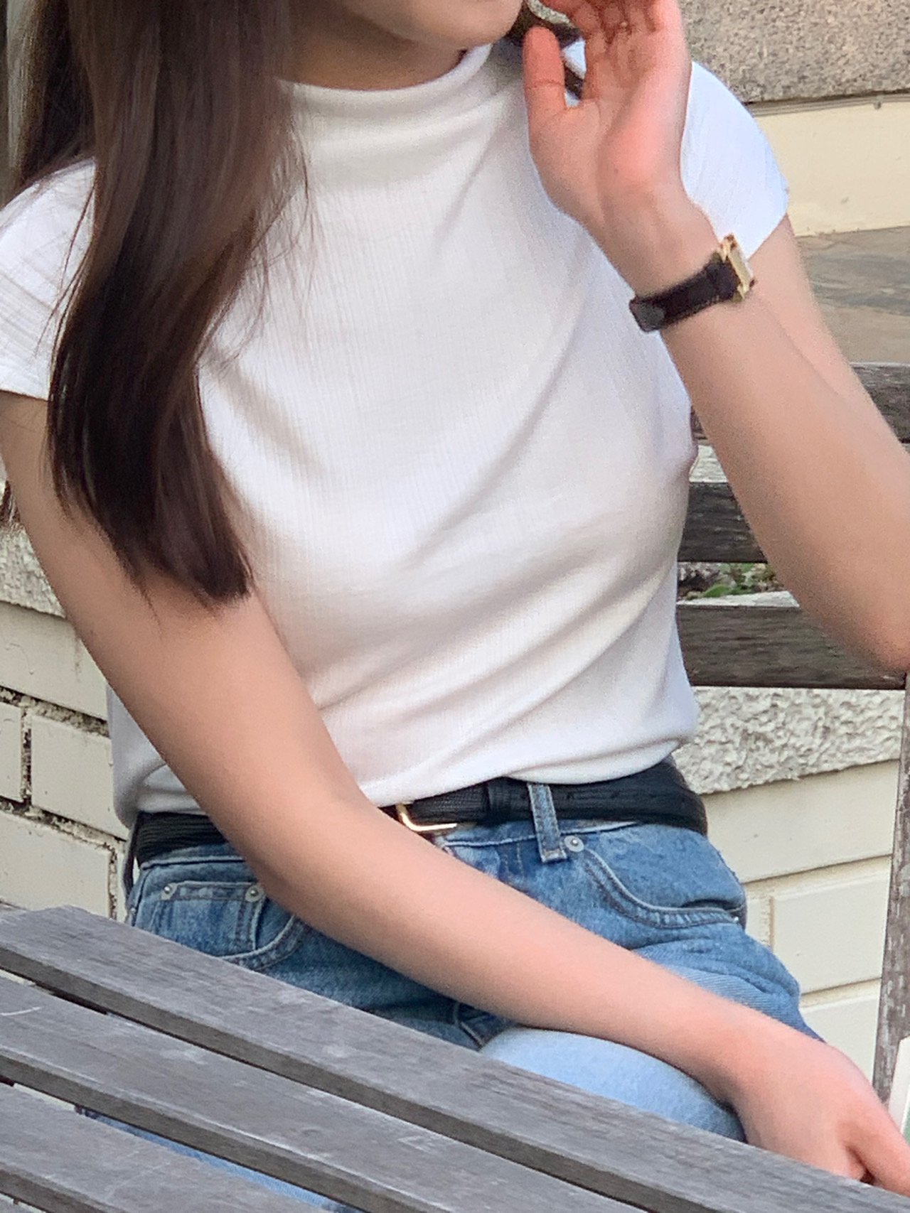 로에 모크넥 드랍숄더 티셔츠 상세 이미지 2
