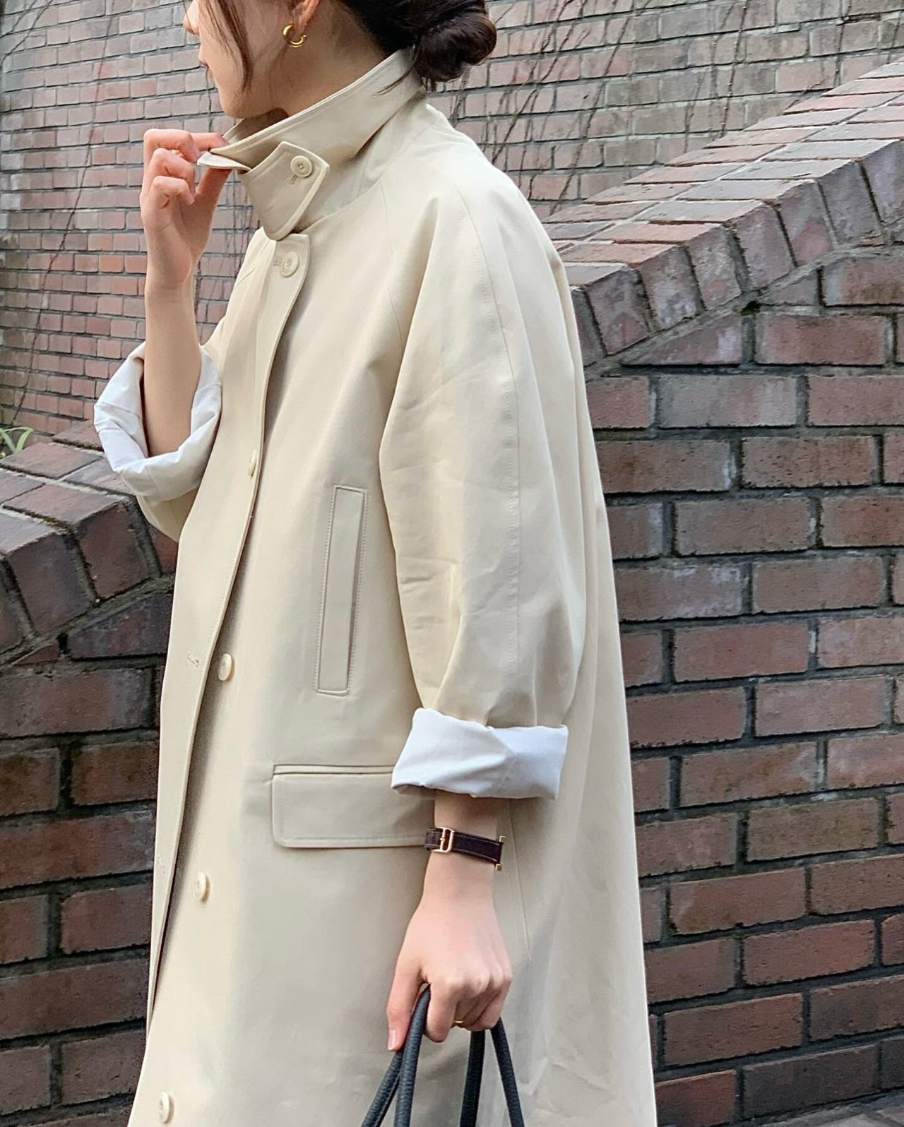 런던 하이넥 하프 코트 상세 이미지 5