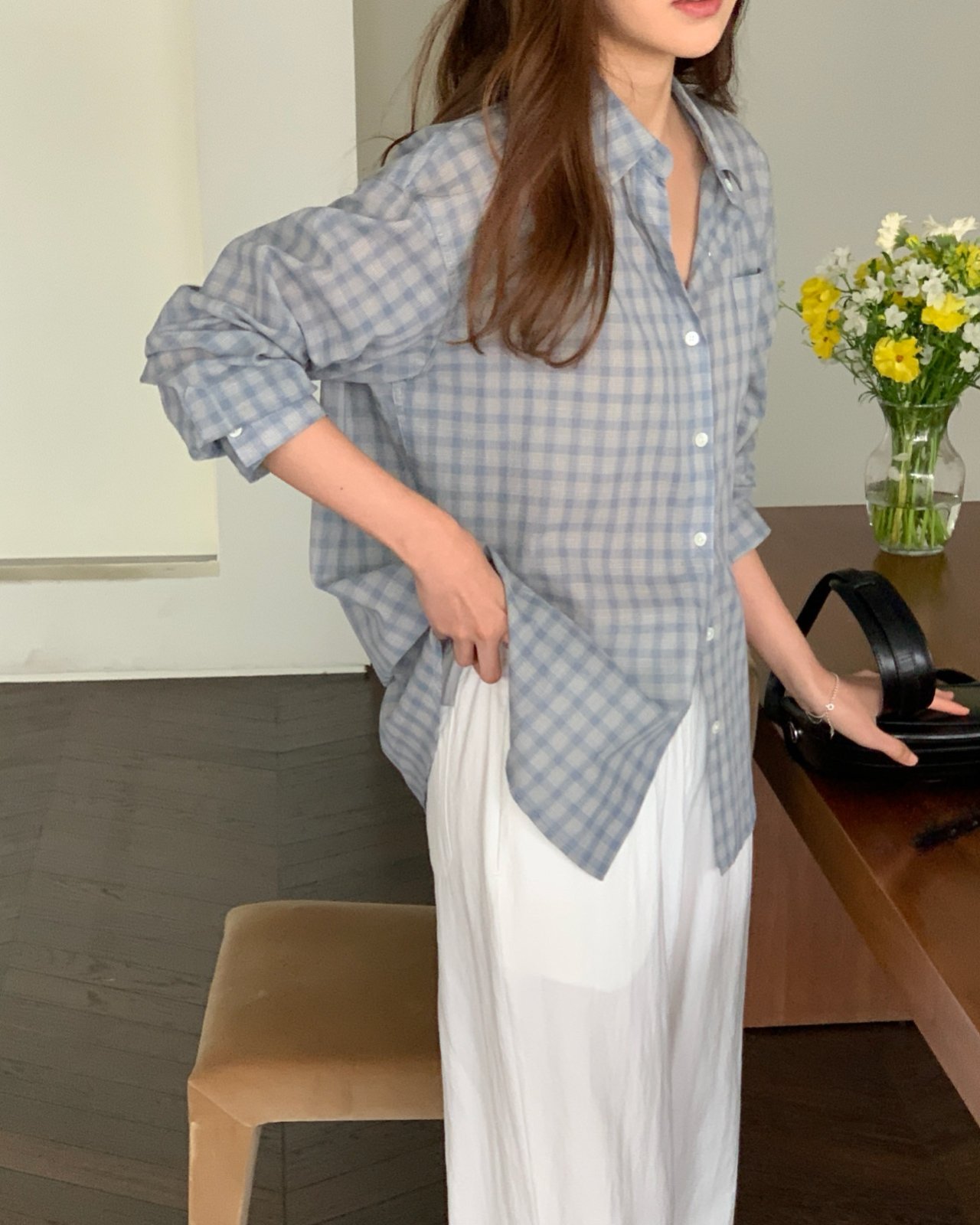 몰타 썸머 타탄체크 셔츠 착용 컷