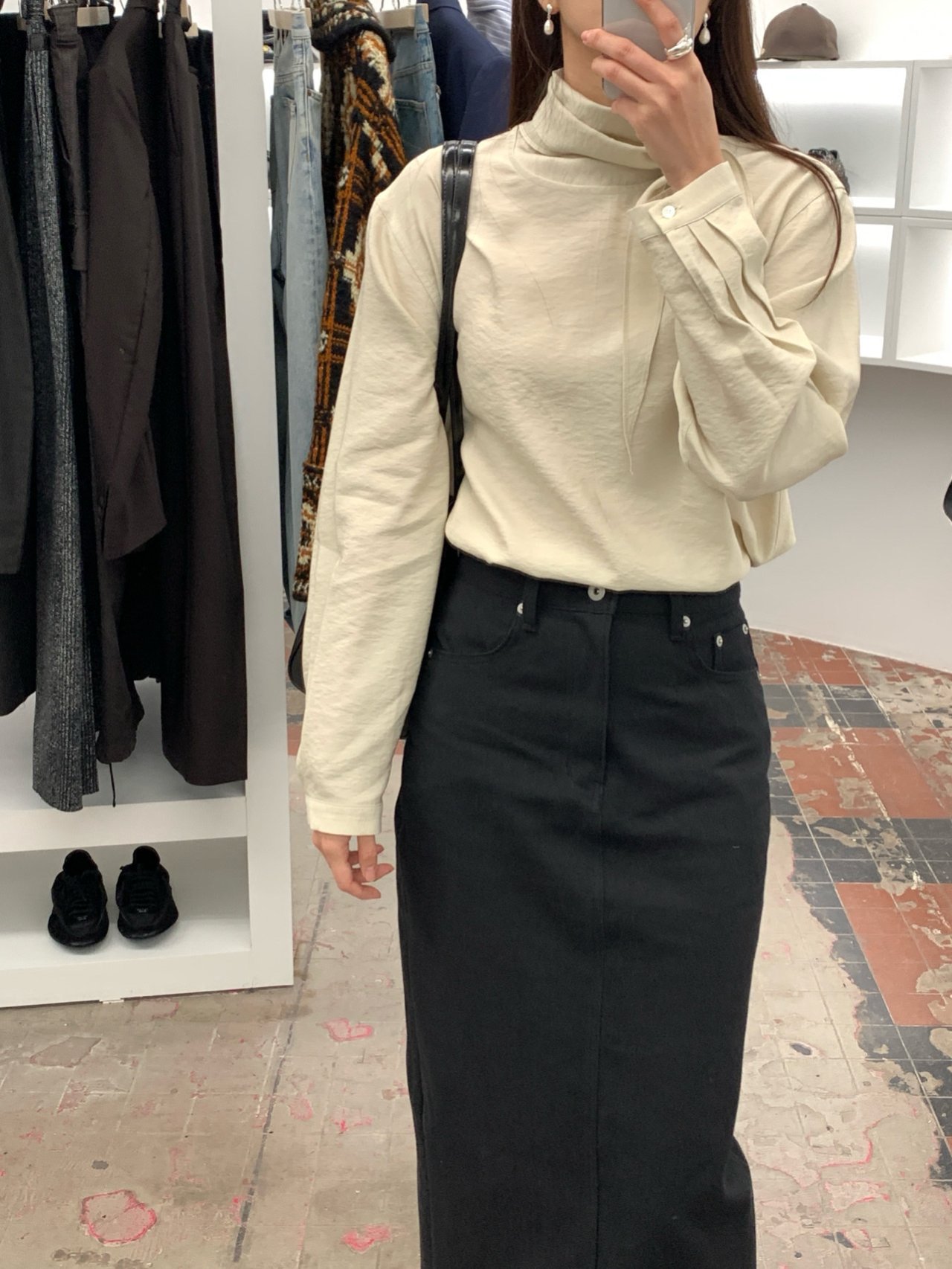 마르셰 데님 H라인 스커트 착용 컷