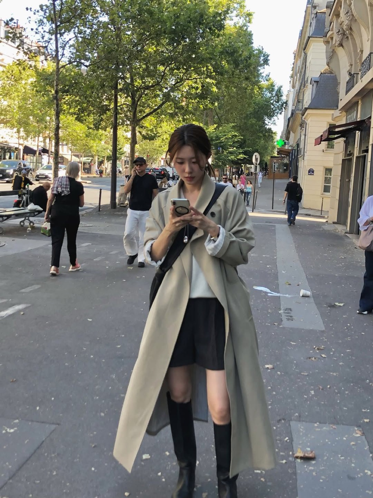 마레 스트라이프 라이닝 롱 트렌치 코트 상세 이미지 9