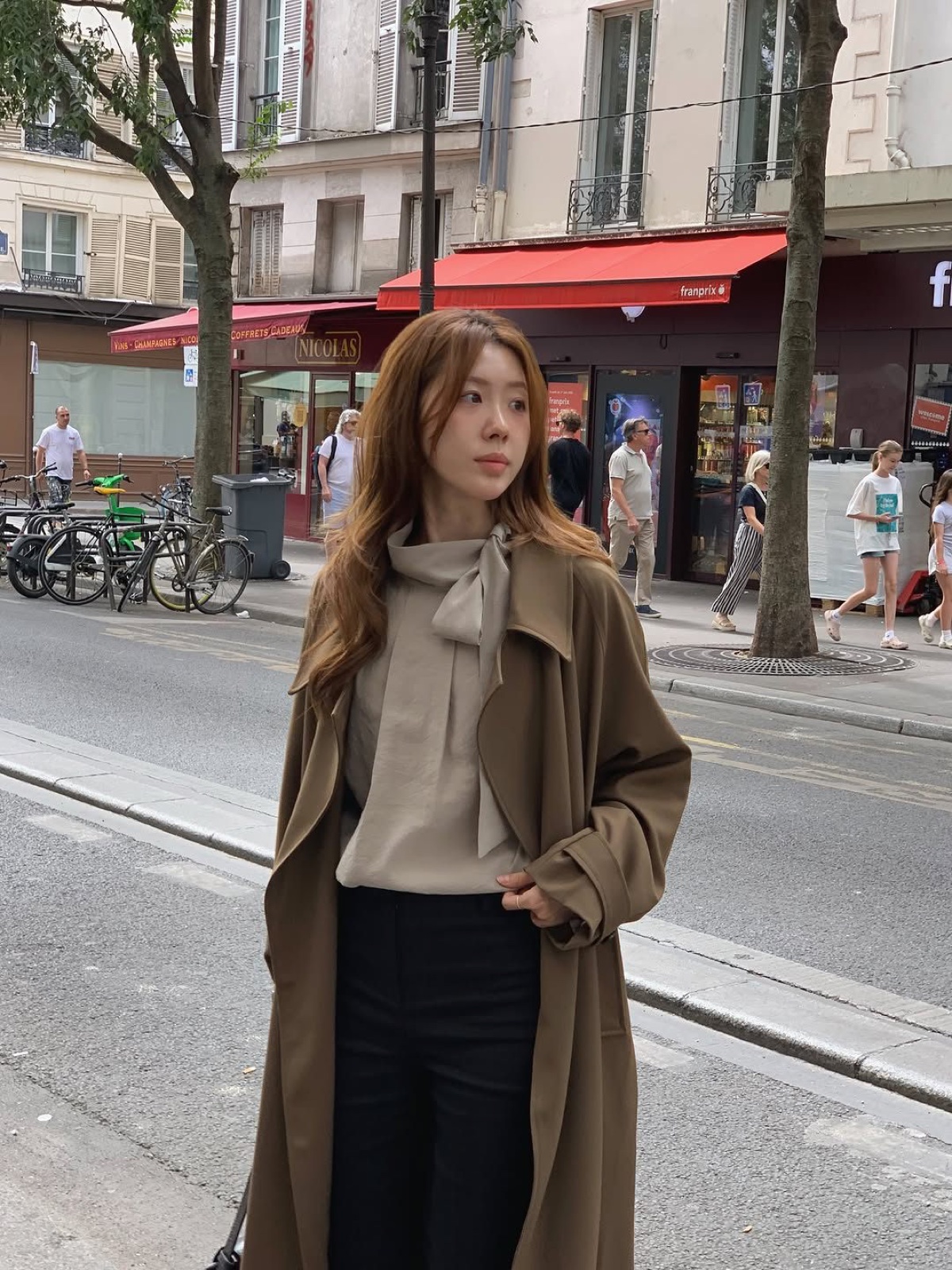 마레 스트라이프 라이닝 롱 트렌치 코트 상세 이미지 10