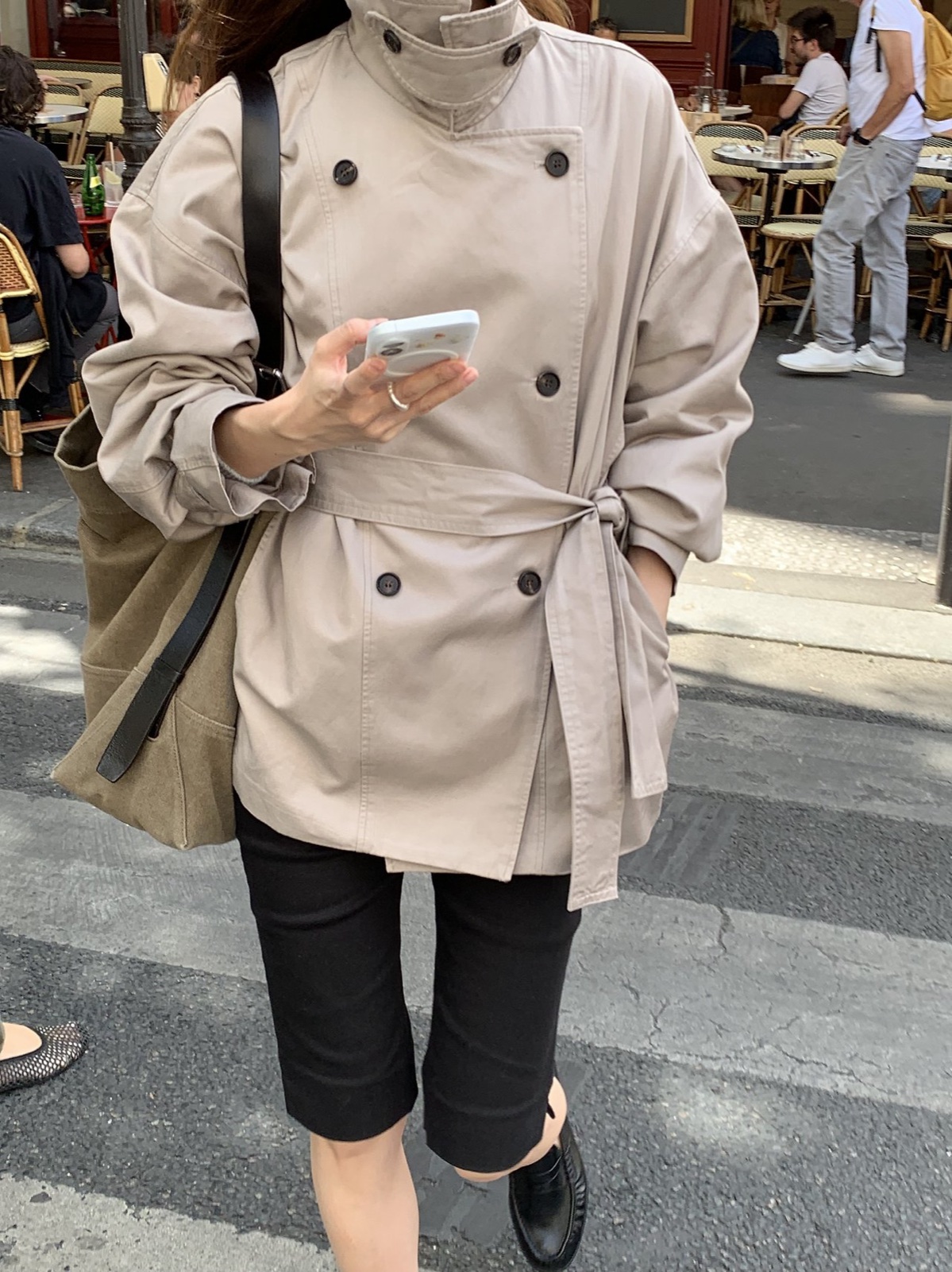 마렌 워싱 하프 트렌치 자켓 상세 이미지 3