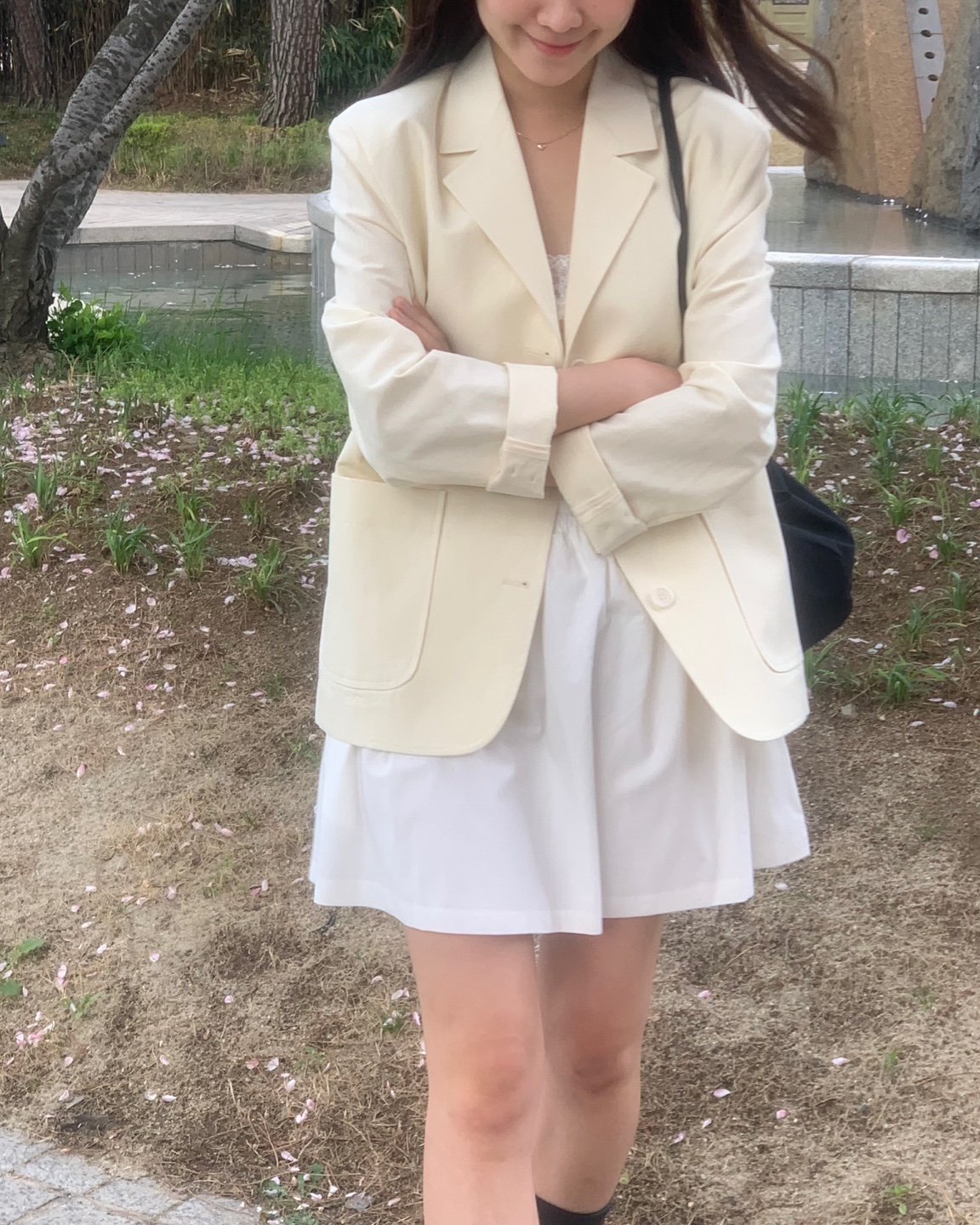 마가렛 린넨 블레이저 자켓 착용 컷