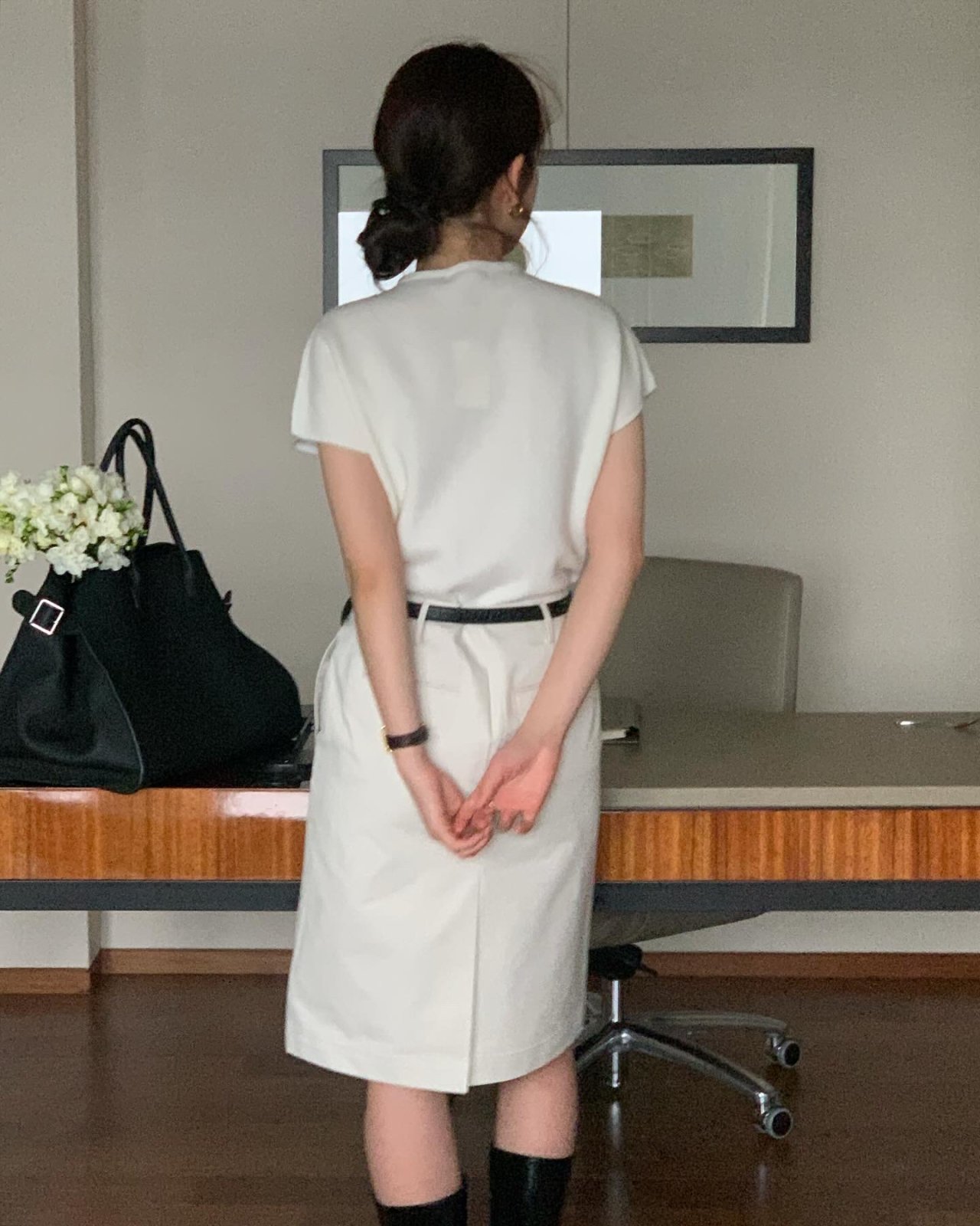 몽드 H라인 미디 스커트 상세 이미지 3