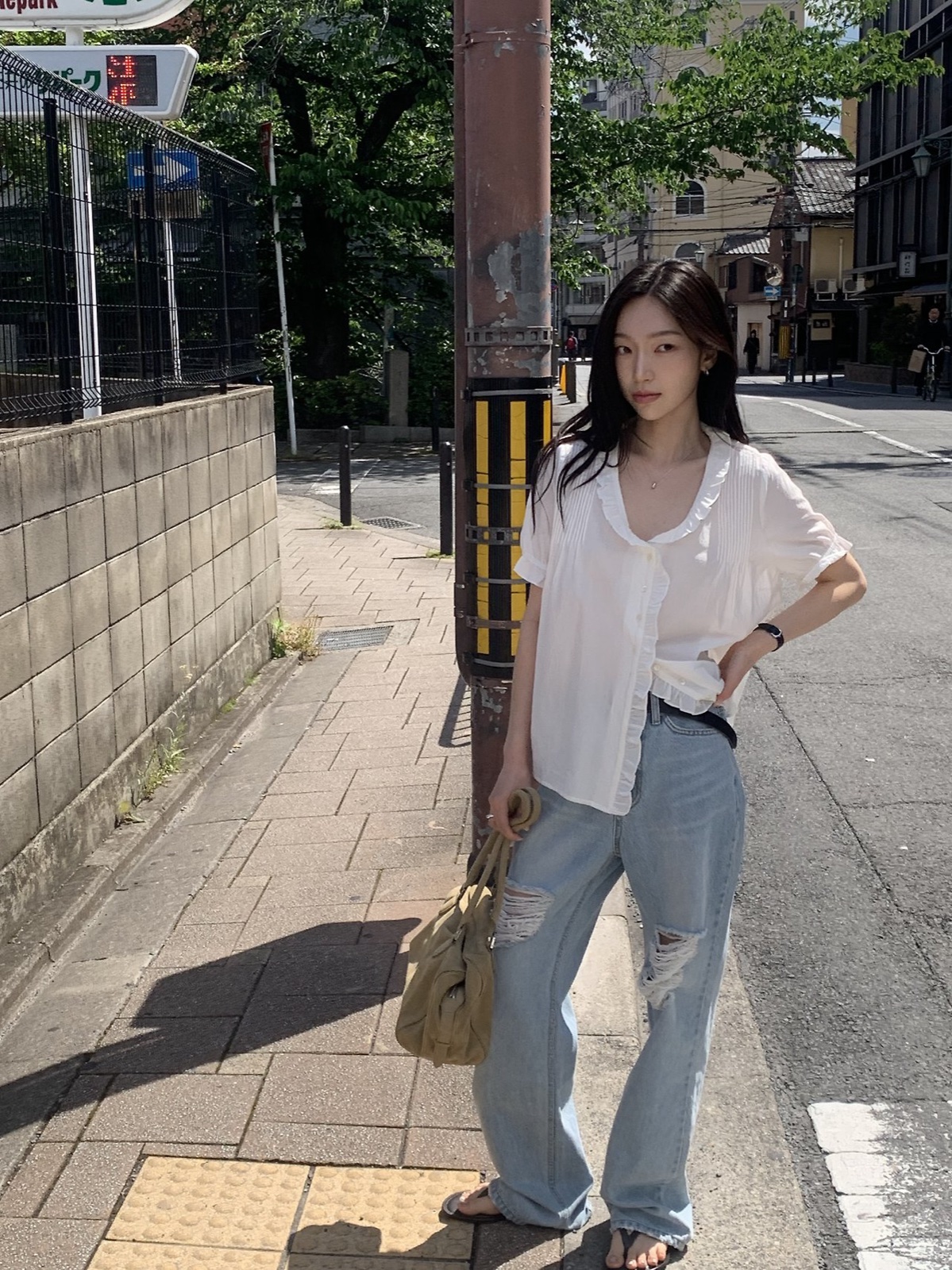 무드 스트레이트 데미지 데님 상세 이미지 5