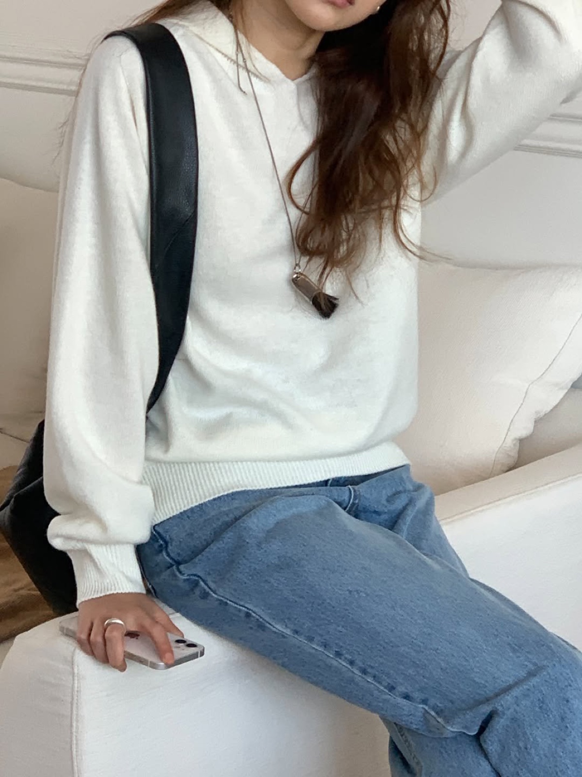 노아 버튼 홀가먼트 후드 니트 상세 이미지 3