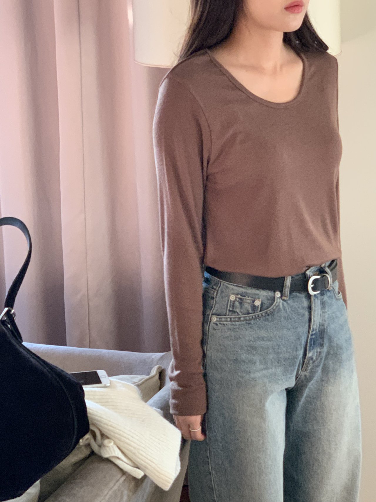 노마 울 스쿱넥 긴팔 티셔츠 상세 이미지 9