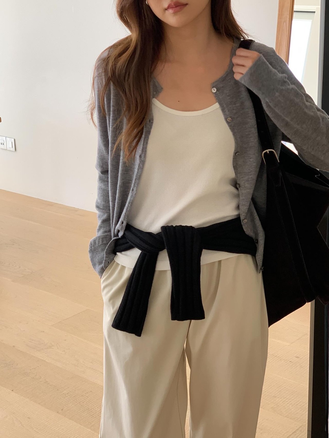 올리브 메리노울 가디건 상세 이미지 5