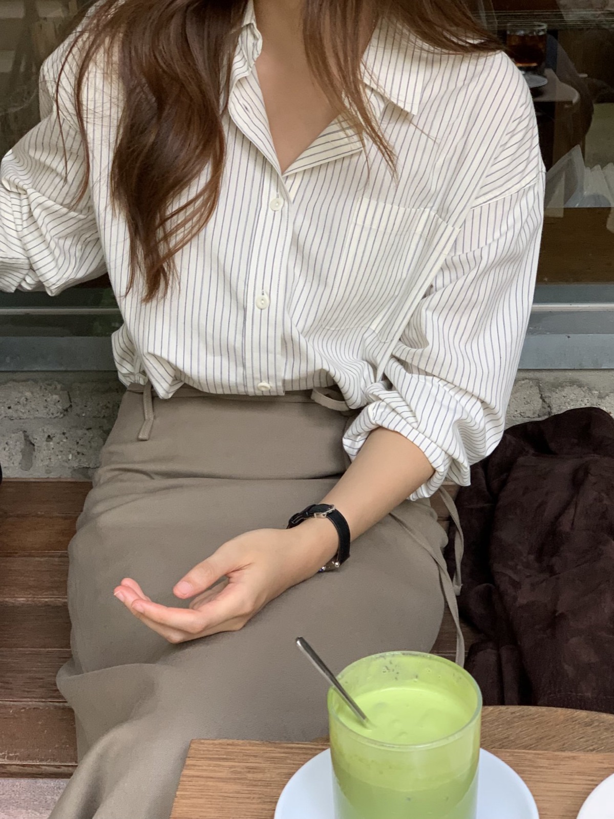 오르 핀 스트라이프 셔츠 상세 이미지 4