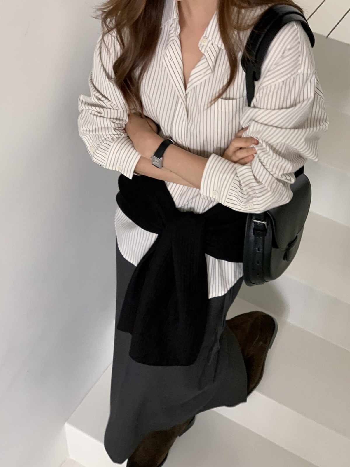 오르 핀 스트라이프 셔츠 상세 이미지 5